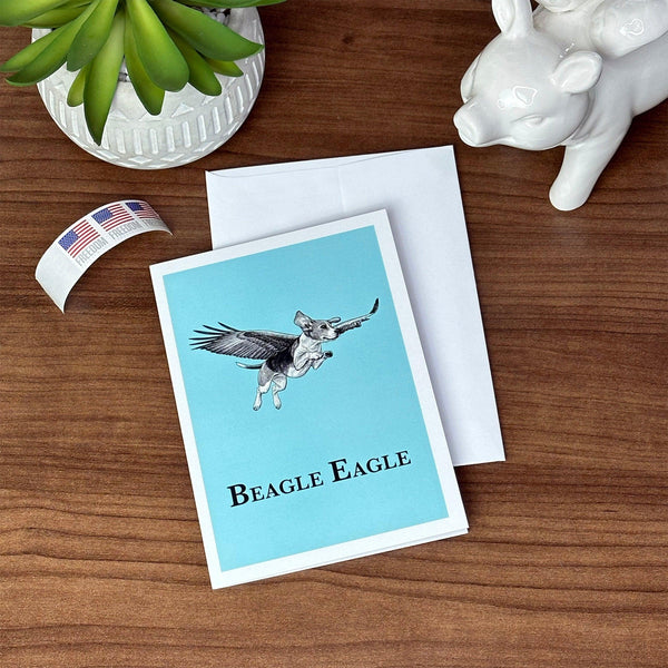 Beagle Eagle 5x7" Greeting Card - Whatif Creations