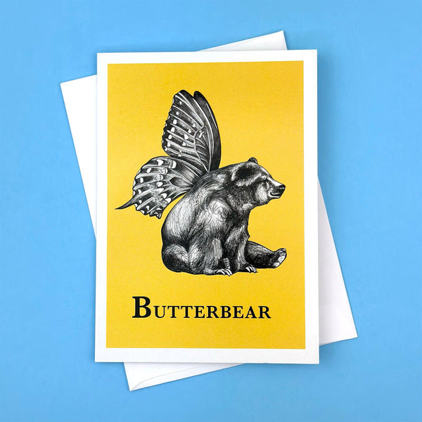 Butterbear 5x7" Greeting Card - Whatif Creations