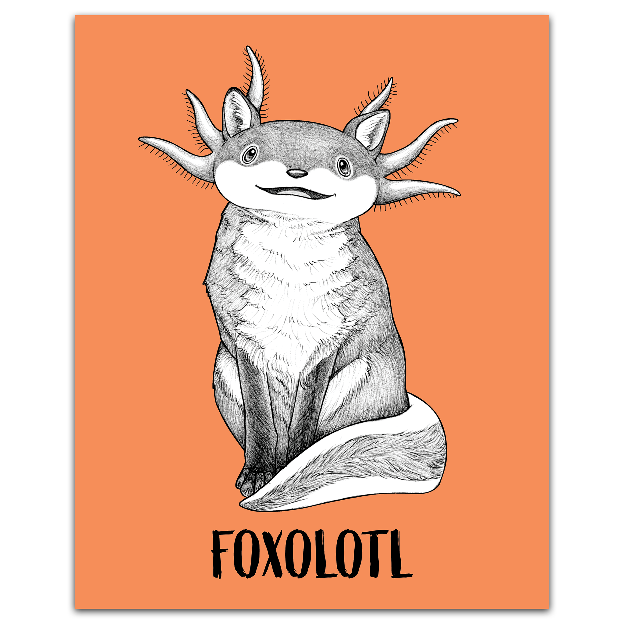 Foxolotl | Fox + Axolotl Hybrid Animal | 8x10" Color Print