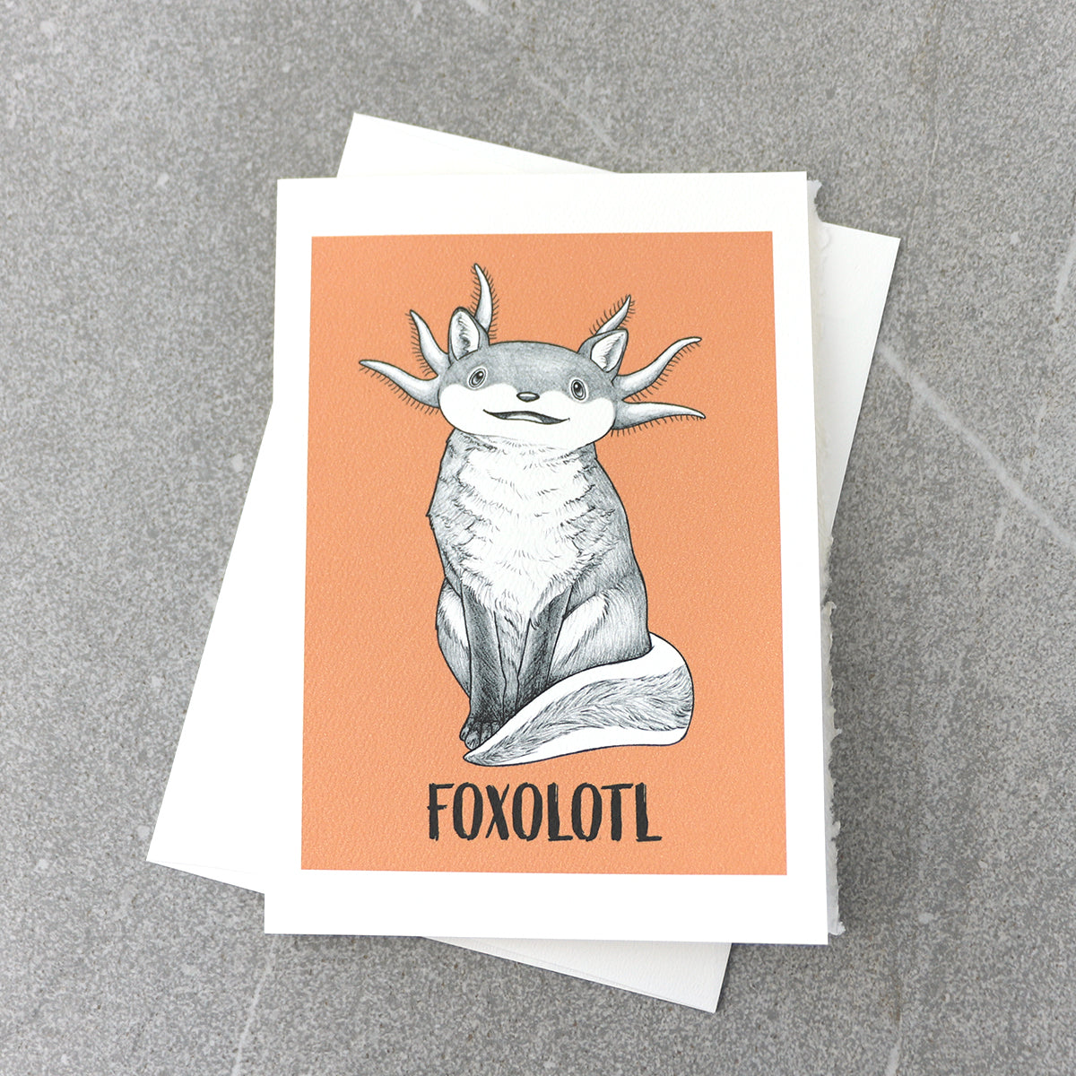 Foxolotl | Fox + Axolotl Hybrid Animal | 5x7" Greeting Card