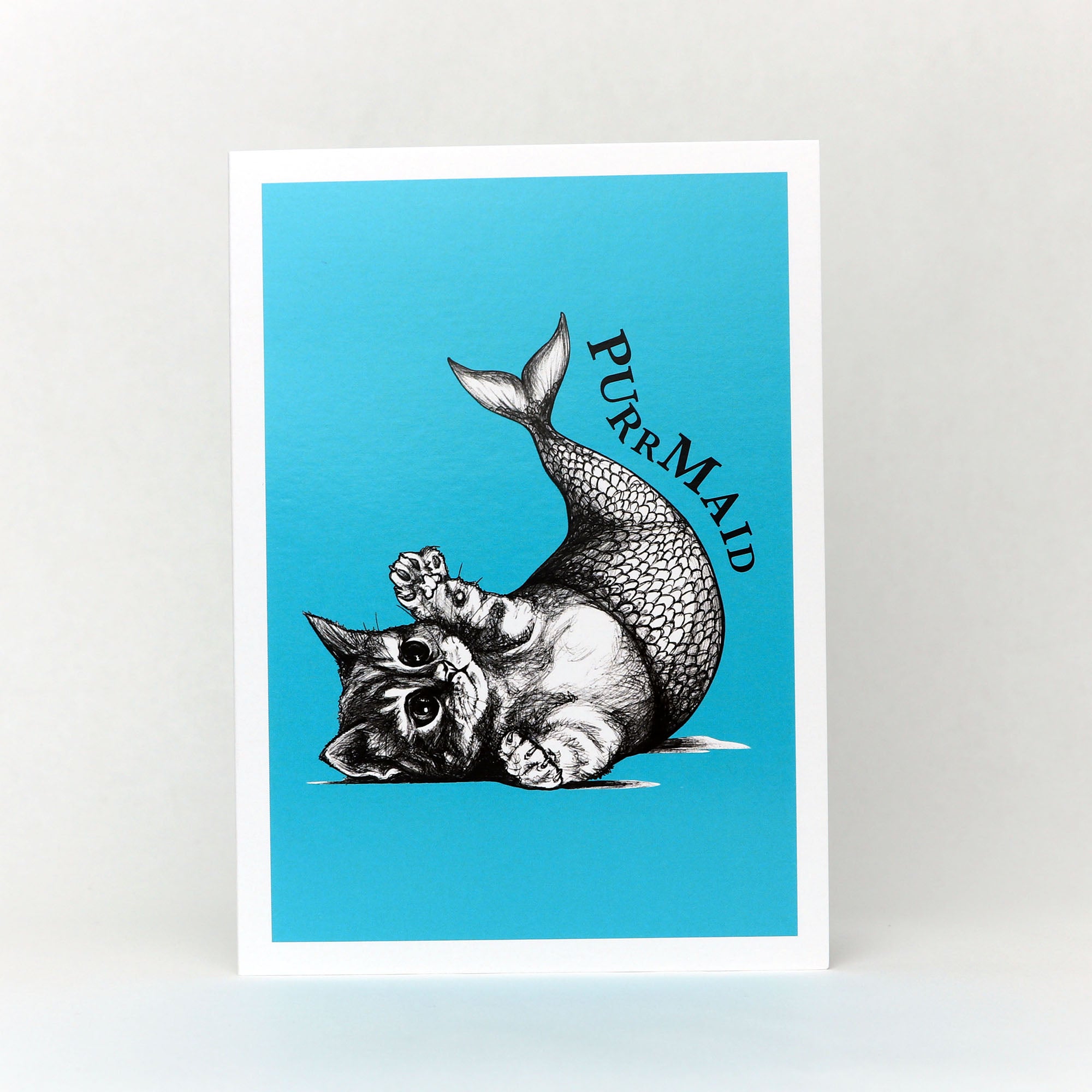 Purrmaid | Mermaid + Cat Hybrid Animal | 5x7" Greeting Card