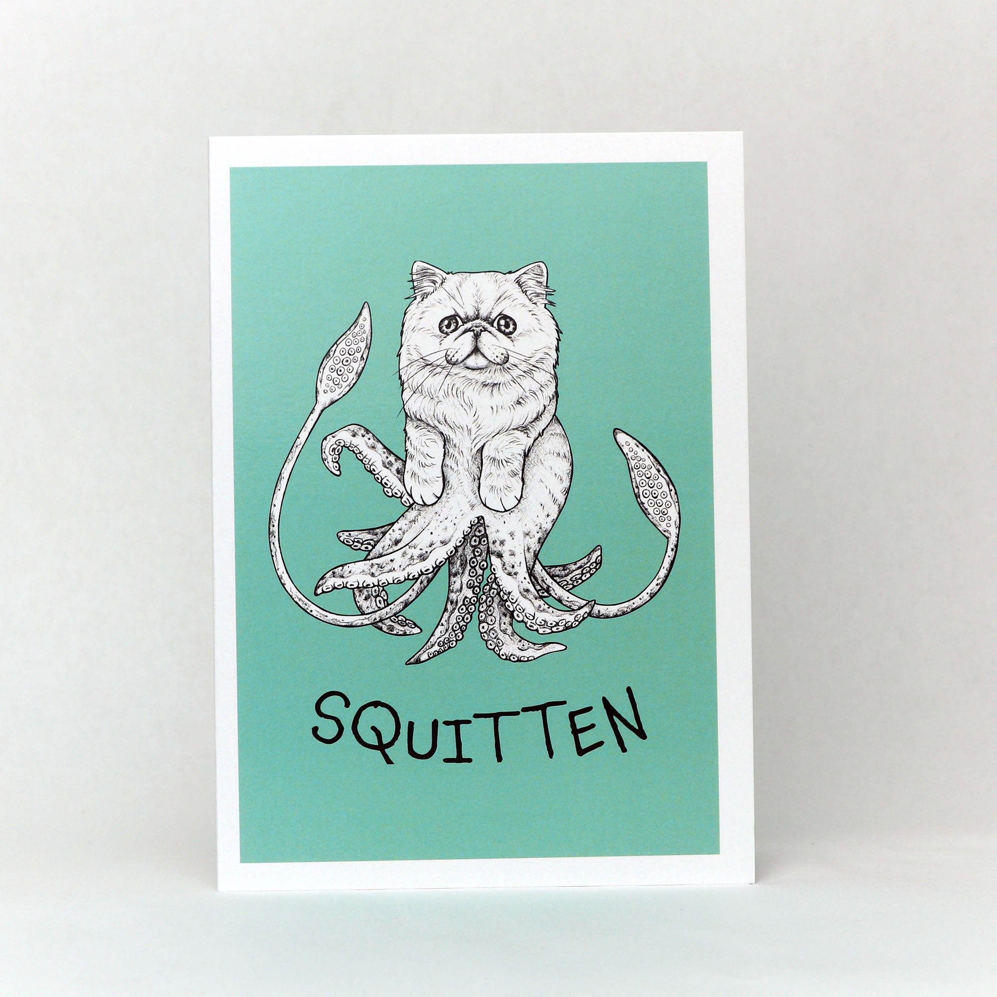 Squitten | Squid + Kitten Hybrid Animal | 5x7" Greeting Card