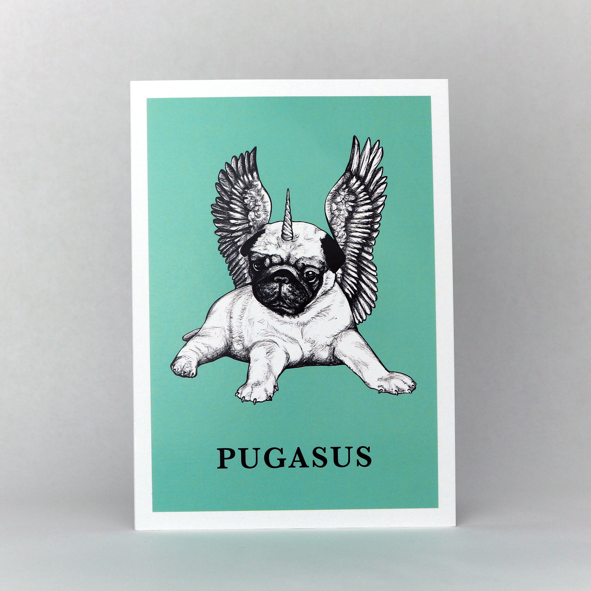 Pugasus | Pug + Pegasus Hybrid Animal | 5x7" Greeting Card