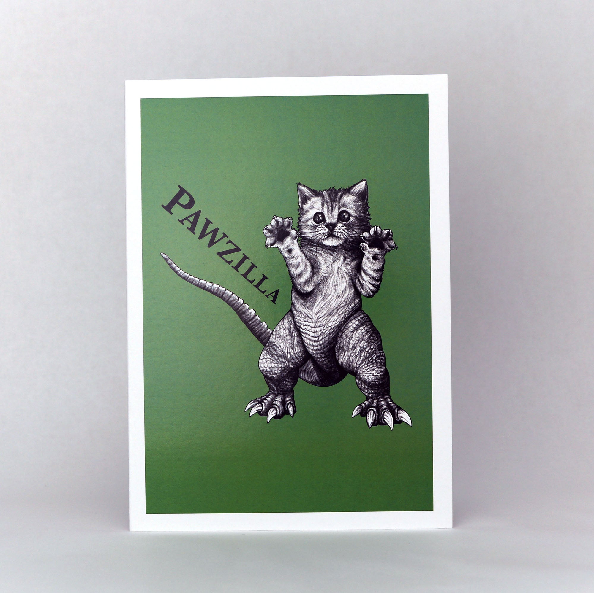 Pawzilla | Cat + Dinosaur Hybrid Animal | 5x7" Greeting Card
