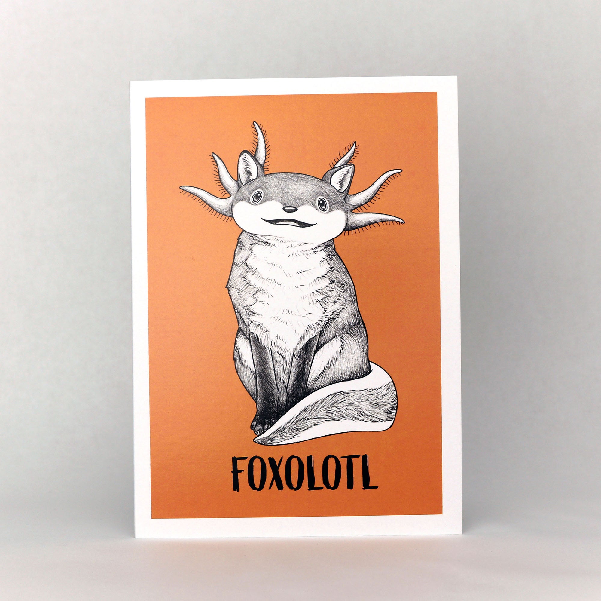 Foxolotl | Fox + Axolotl Hybrid Animal | 5x7" Greeting Card