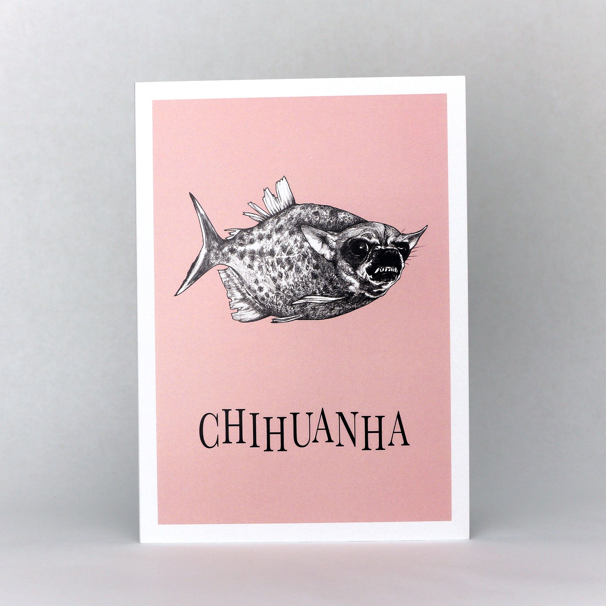 Chihuanha | Piranha + Chihuahua Hybrid Animal | 5x7" Greeting Card