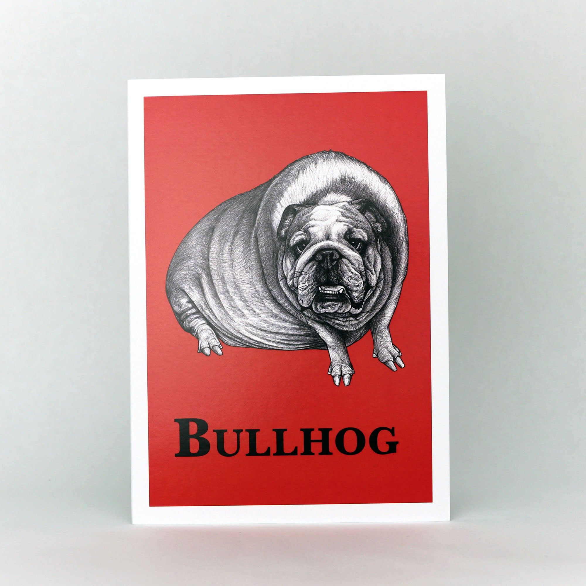Bullhog | English Bulldog + Hog Hybrid Animal | 5x7" Greeting Card