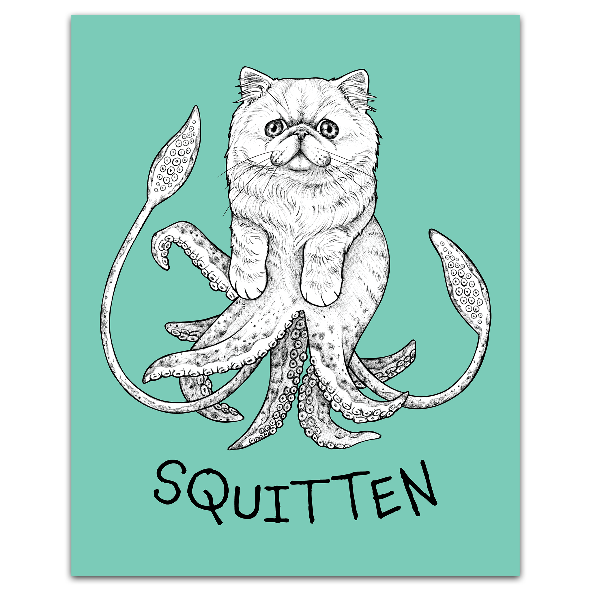 Squitten | Squid + Kitten Hybrid Animal | 8x10" Color Print