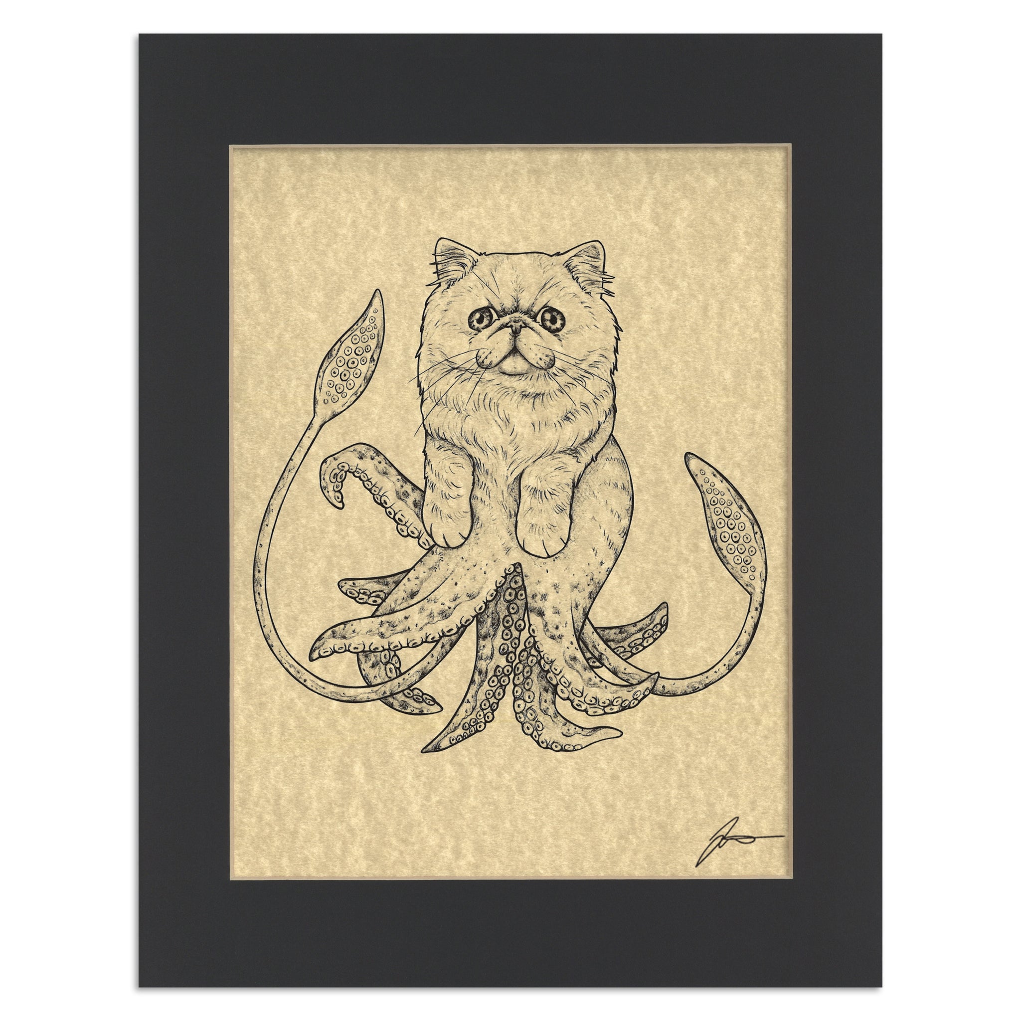 Squitten | Squid + Kitten Hybrid Animal | 11x14" Parchment Print
