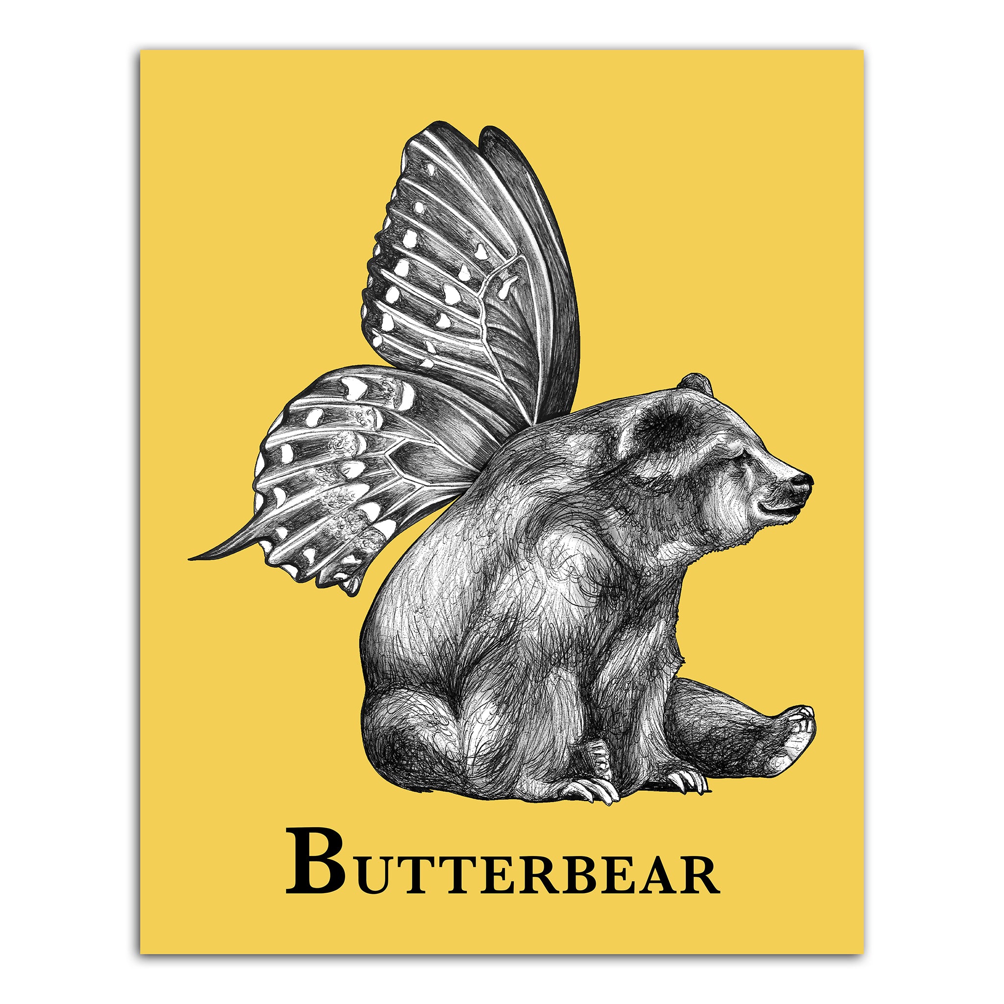 Butterbear | Butterfly + Bear Hybrid Animal | 8x10" Color Print