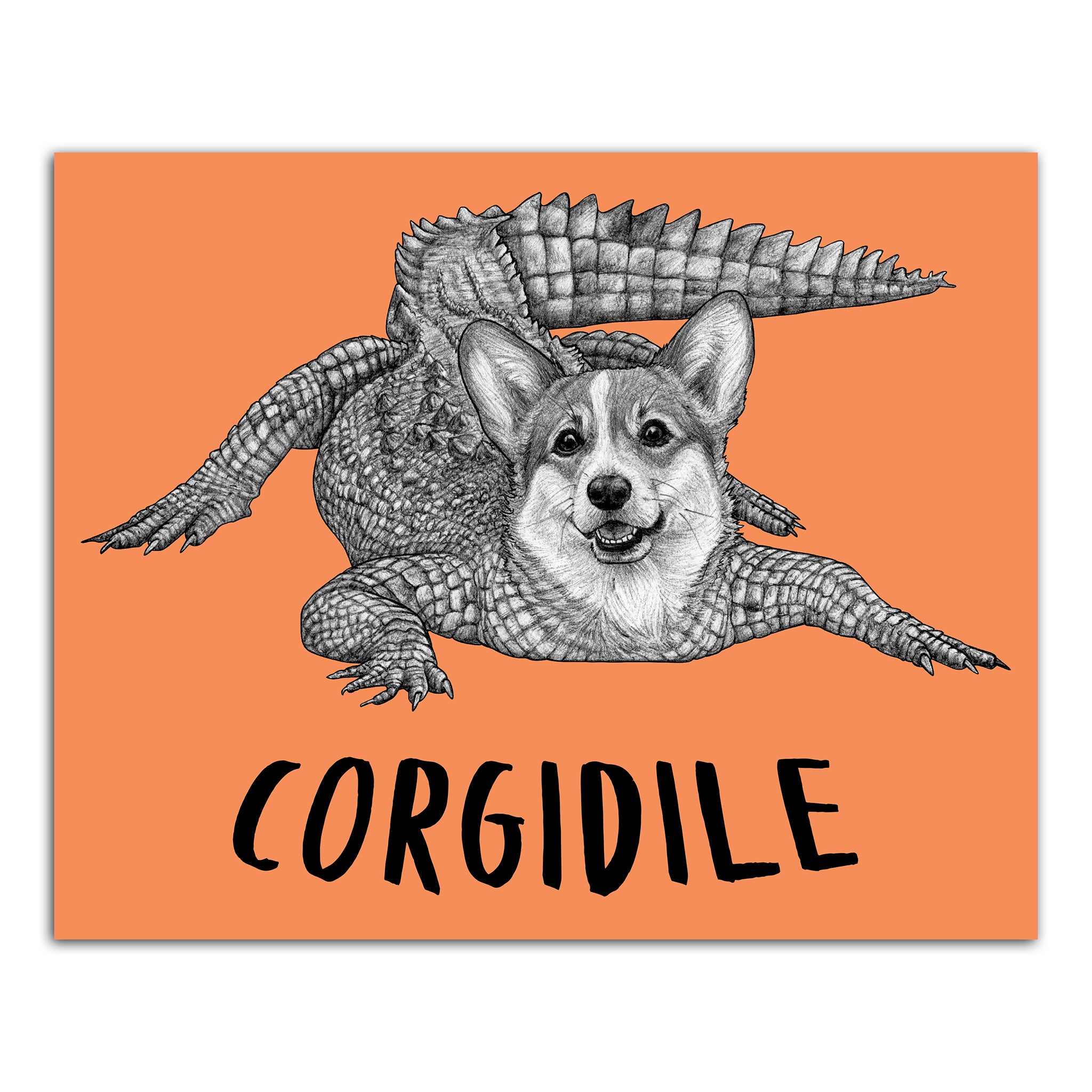 Corgidile | Corgi + Crocodile Hybrid Animal | 8x10" Color Print