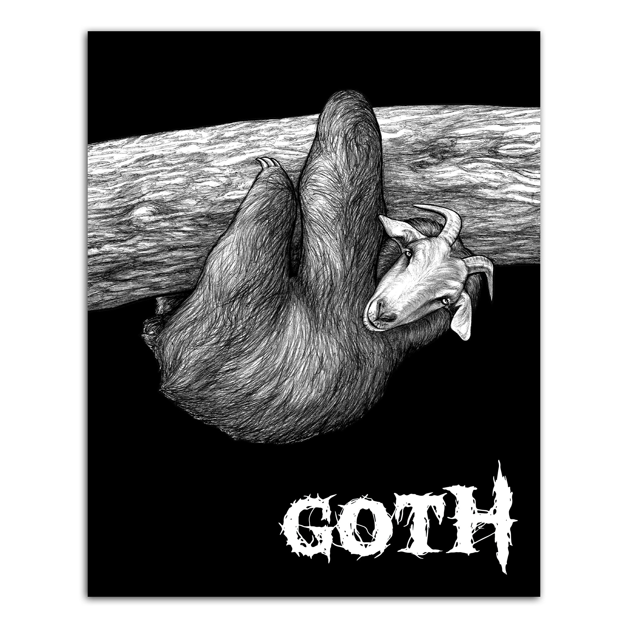 Goth | Goat + Sloth Hybrid Animal | 8x10" Color Print