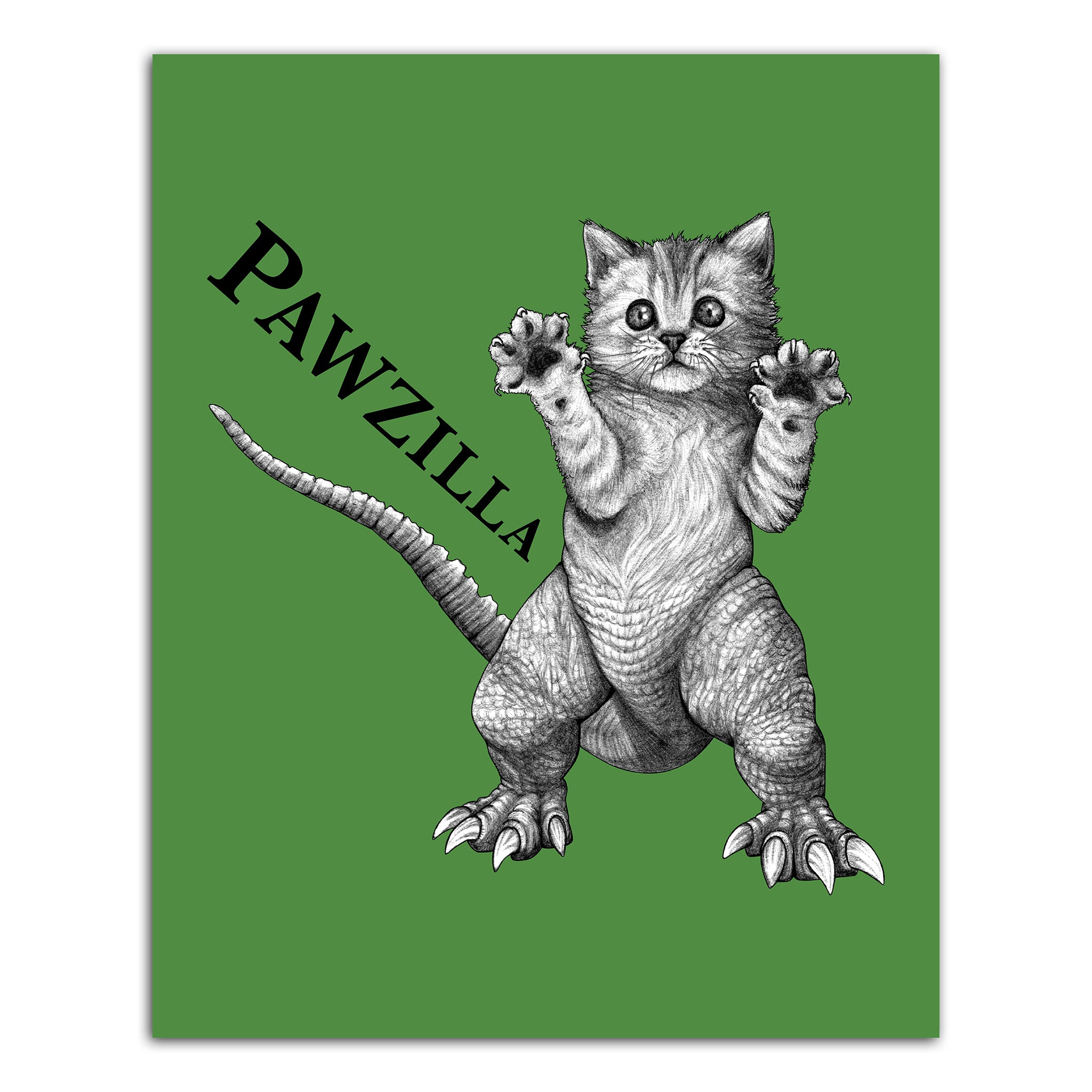 Pawzilla | Cat + Godzilla Hybrid Animal | 8x10" Color Print