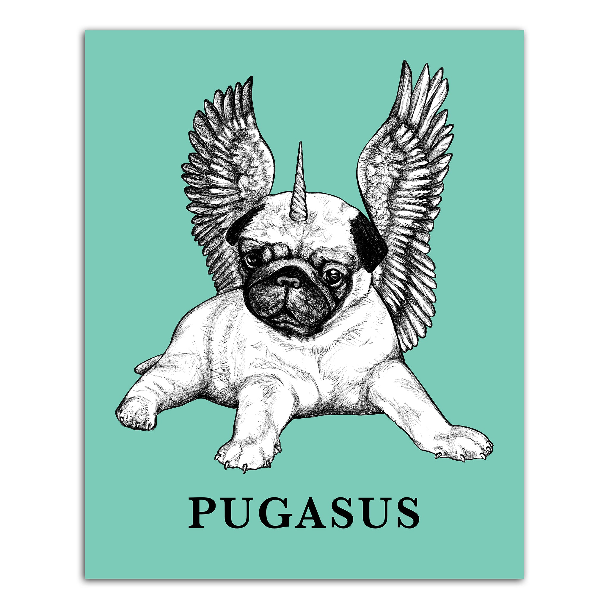Pugasus | Pug + Pegasus Hybrid Animal | 8x10" Color Print