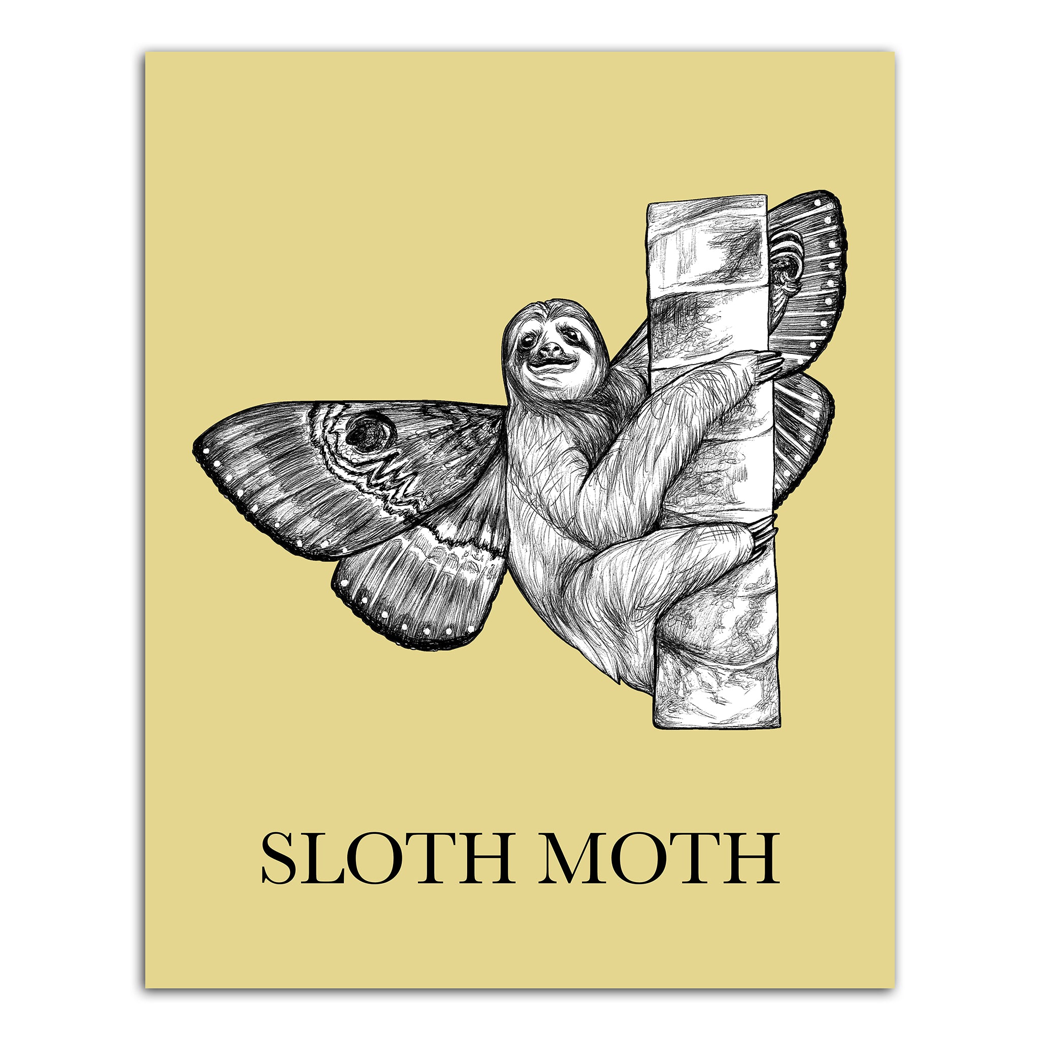 Sloth Moth | Sloth + Moth Hybrid Animal | 8x10" Color Print