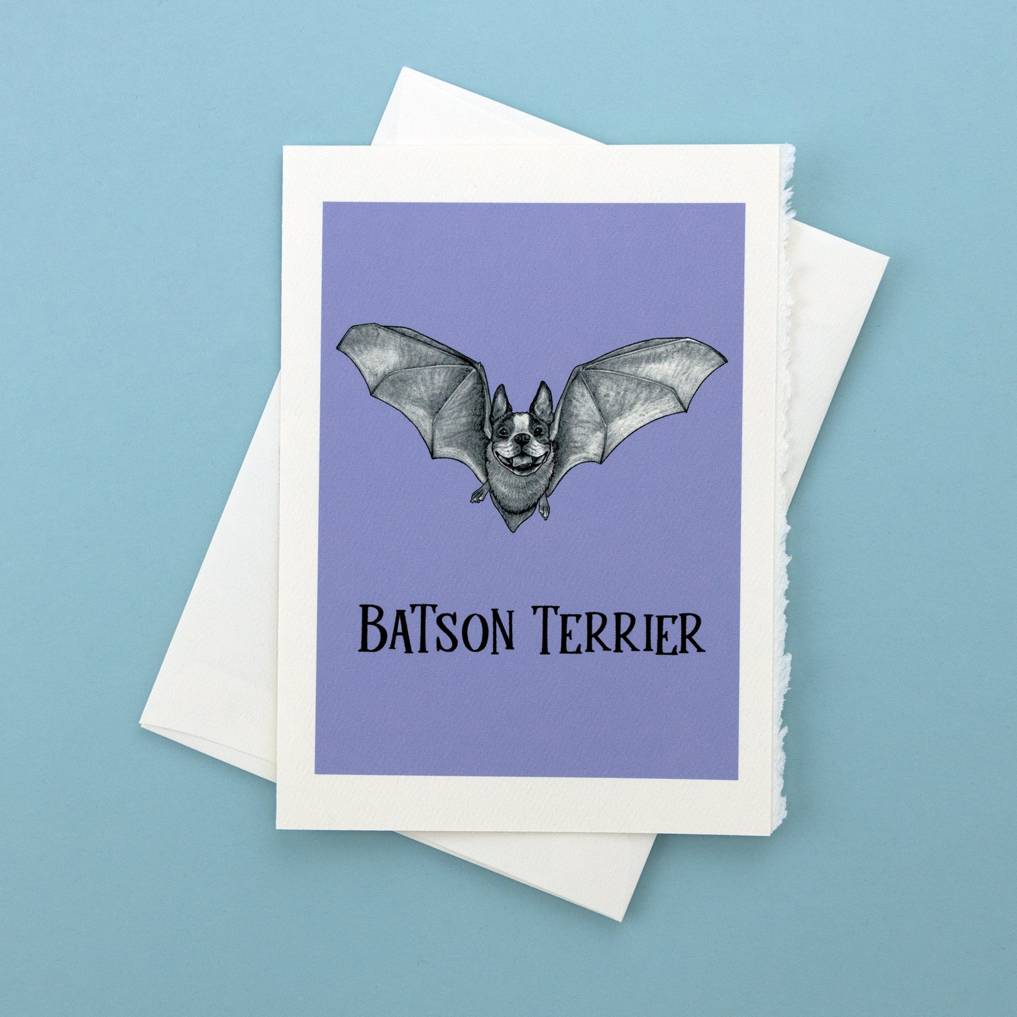 Batson Terrier | Boston Terrier + Bat Hybrid Animal | 5x7" Greeting Card