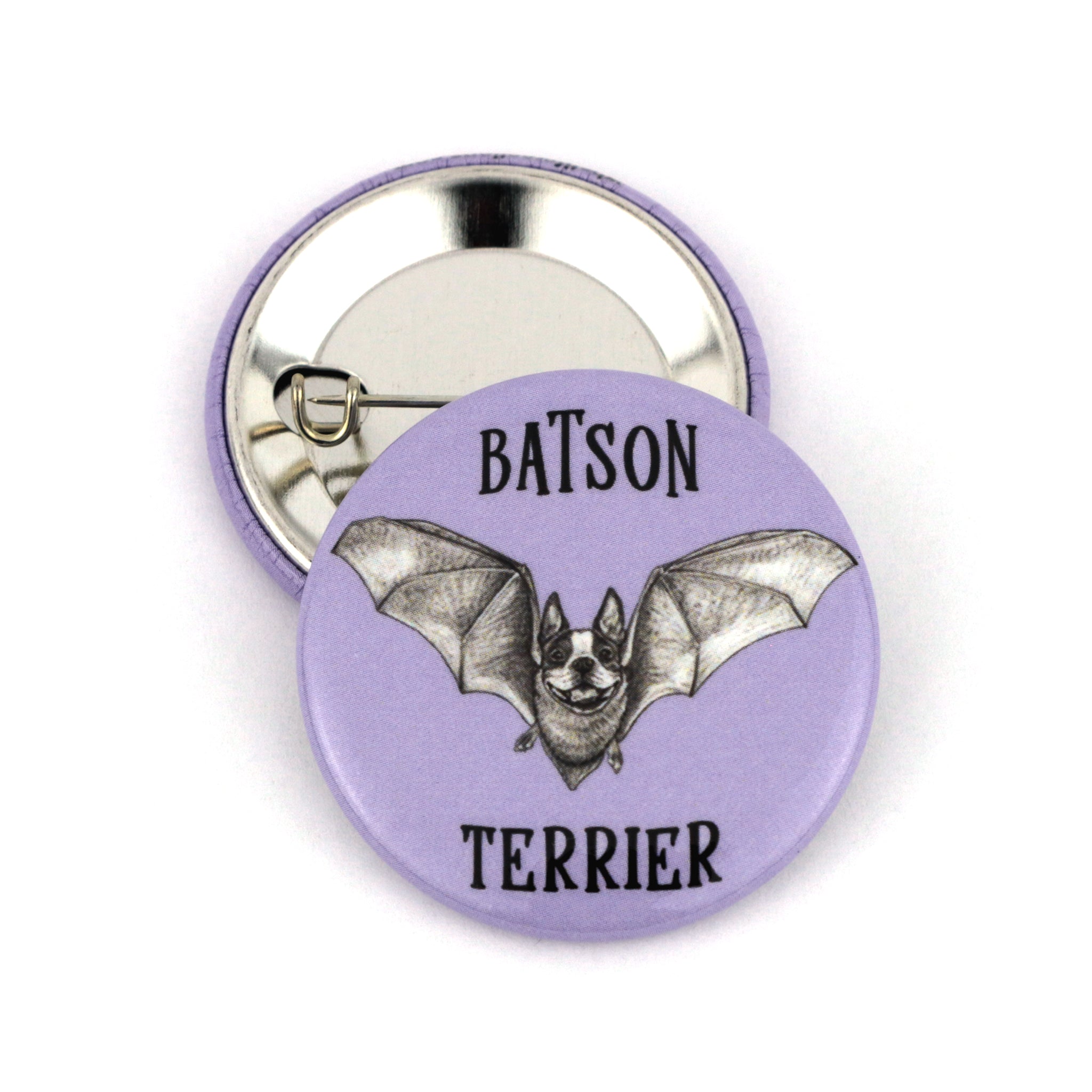 Batson Terrier | Boston Terrier + Bat Hybrid Animal | 1.5" Pinback Button