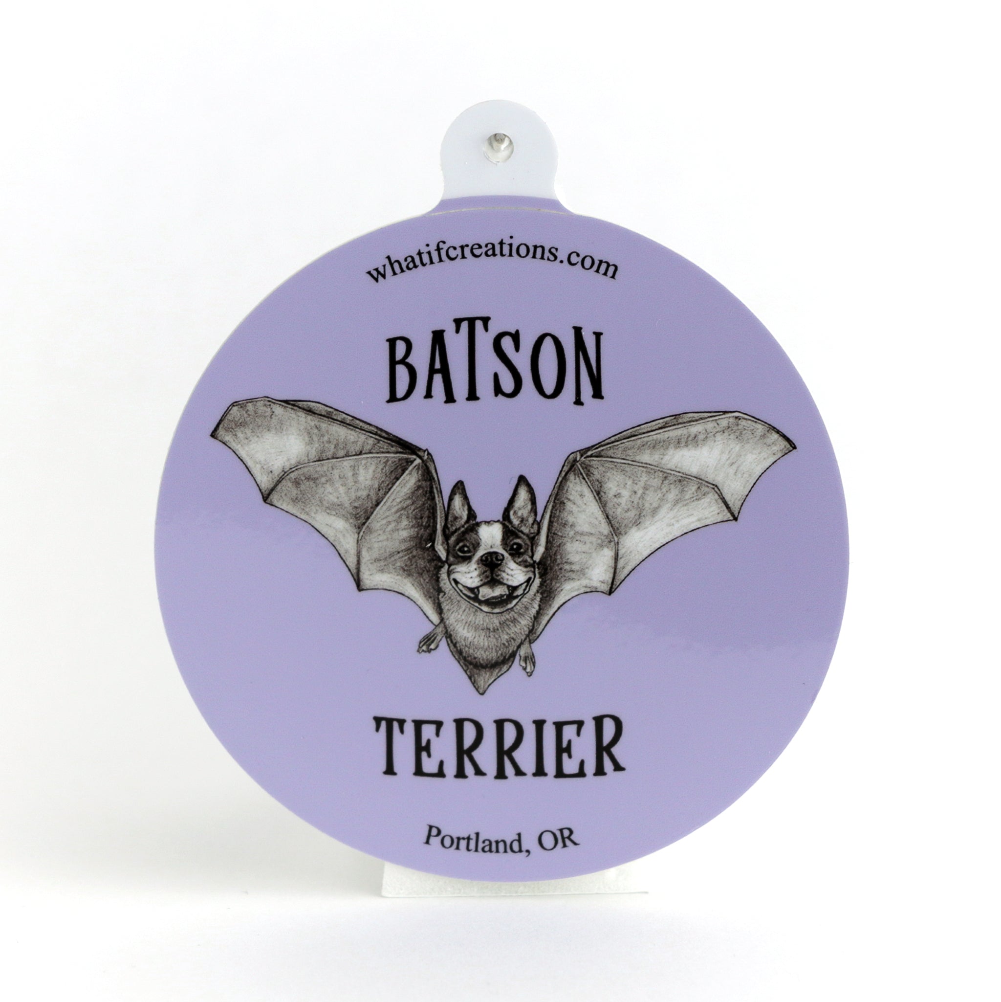Batson Terrier | Boston Terrier + Bat Hybrid Animal | 3" Vinyl Sticker