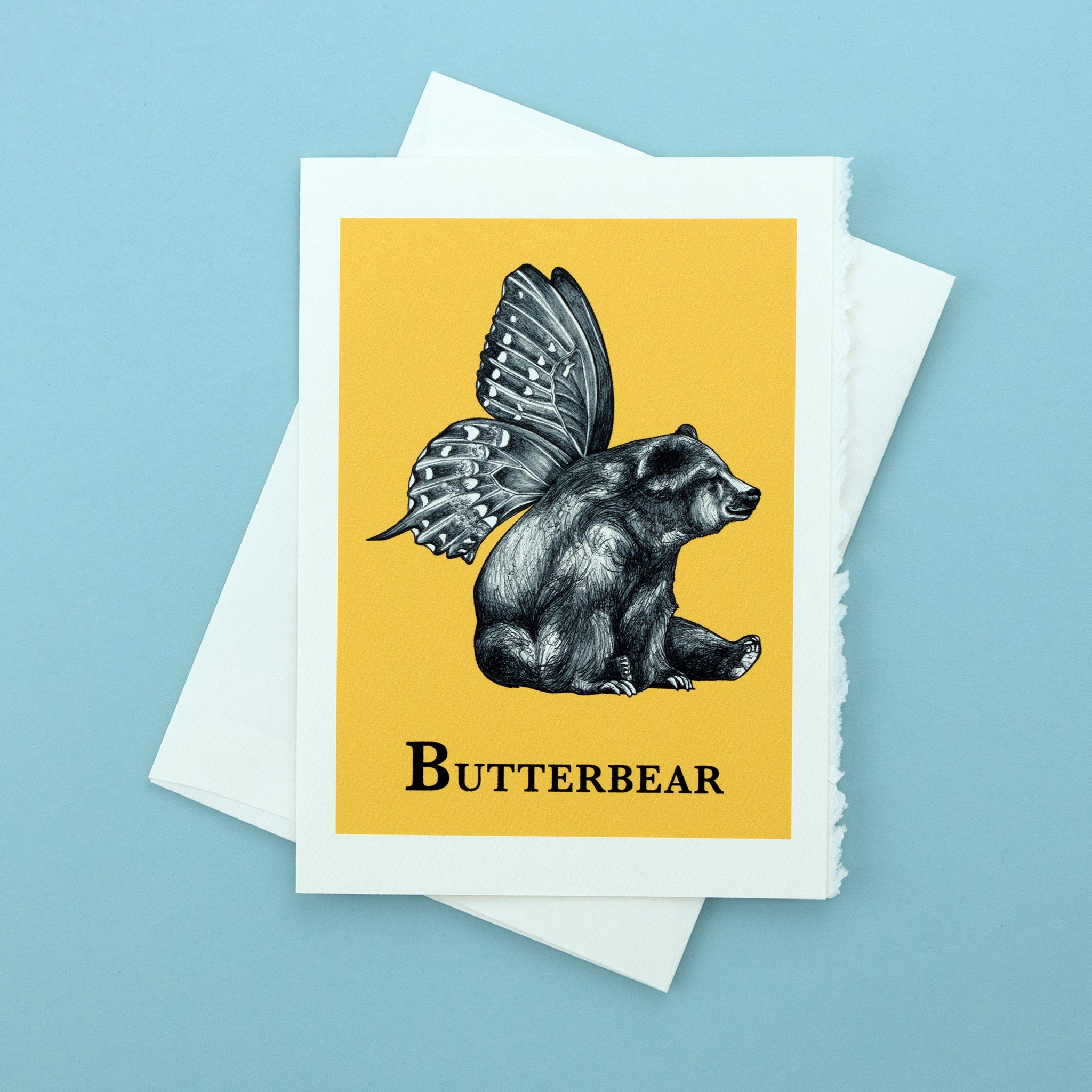 Butterbear | Butterfly + Bear Hybrid Animal | 5x7" Greeting Card