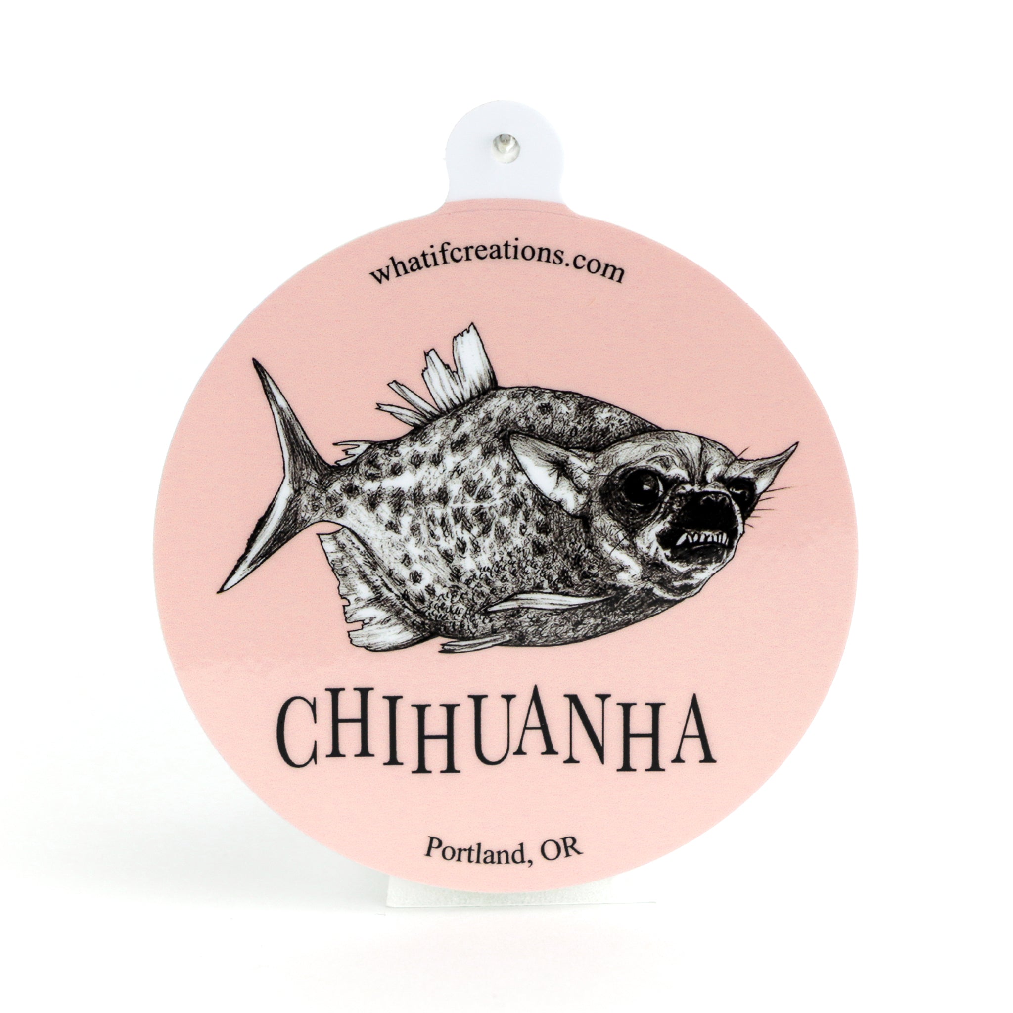 Chihuanha | Piranha + Chihuahua Hybrid Animal | 3" Vinyl Sticker