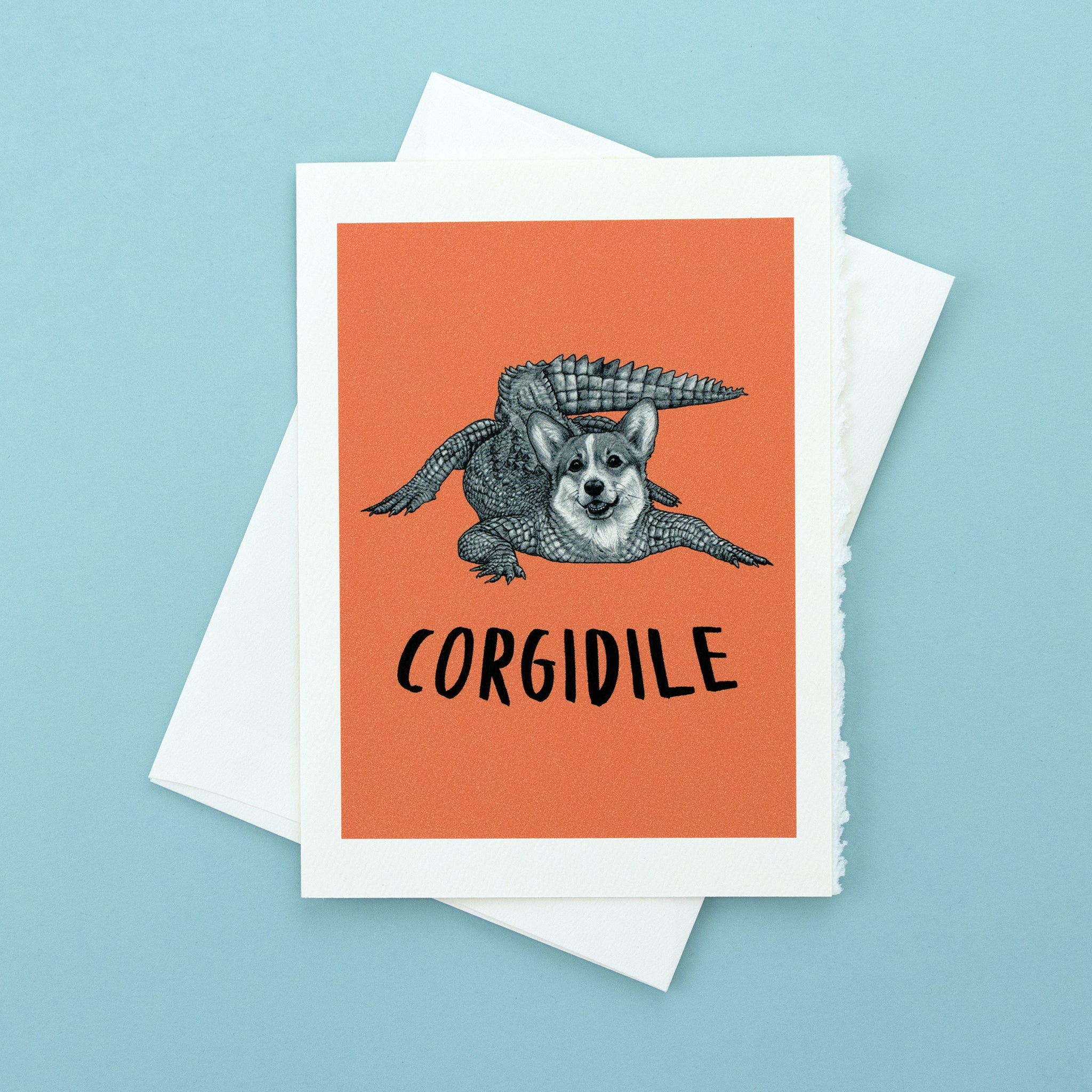 Corgidile | Corgi + Crocodile Hybrid Animal | 5x7" Greeting Card