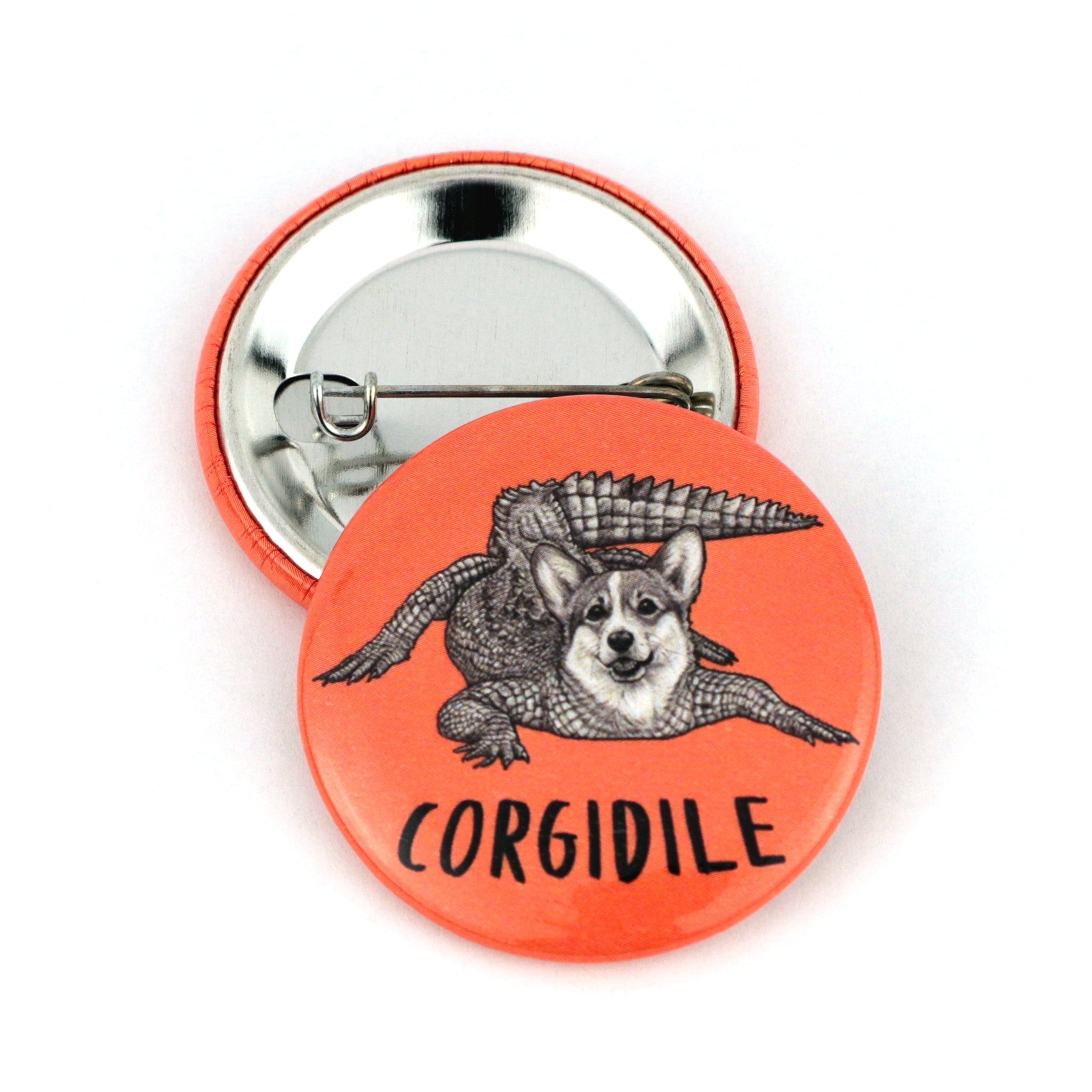 Corgidile | Corgi + Crocodile Hybrid Animal | 1.5" Pinback Button