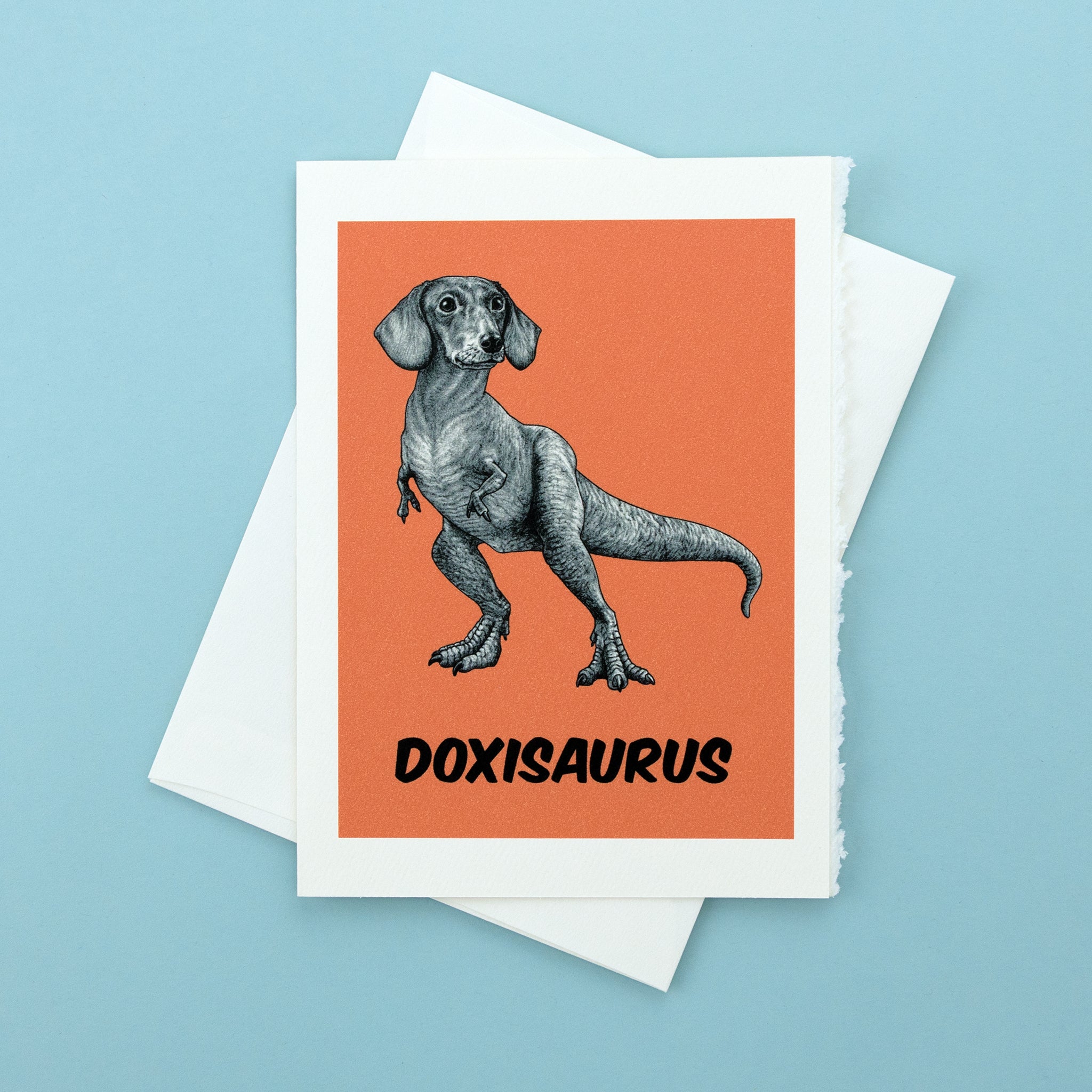 Doxisaurus | Dachshund + TRex Hybrid Animal | 5x7" Greeting Card