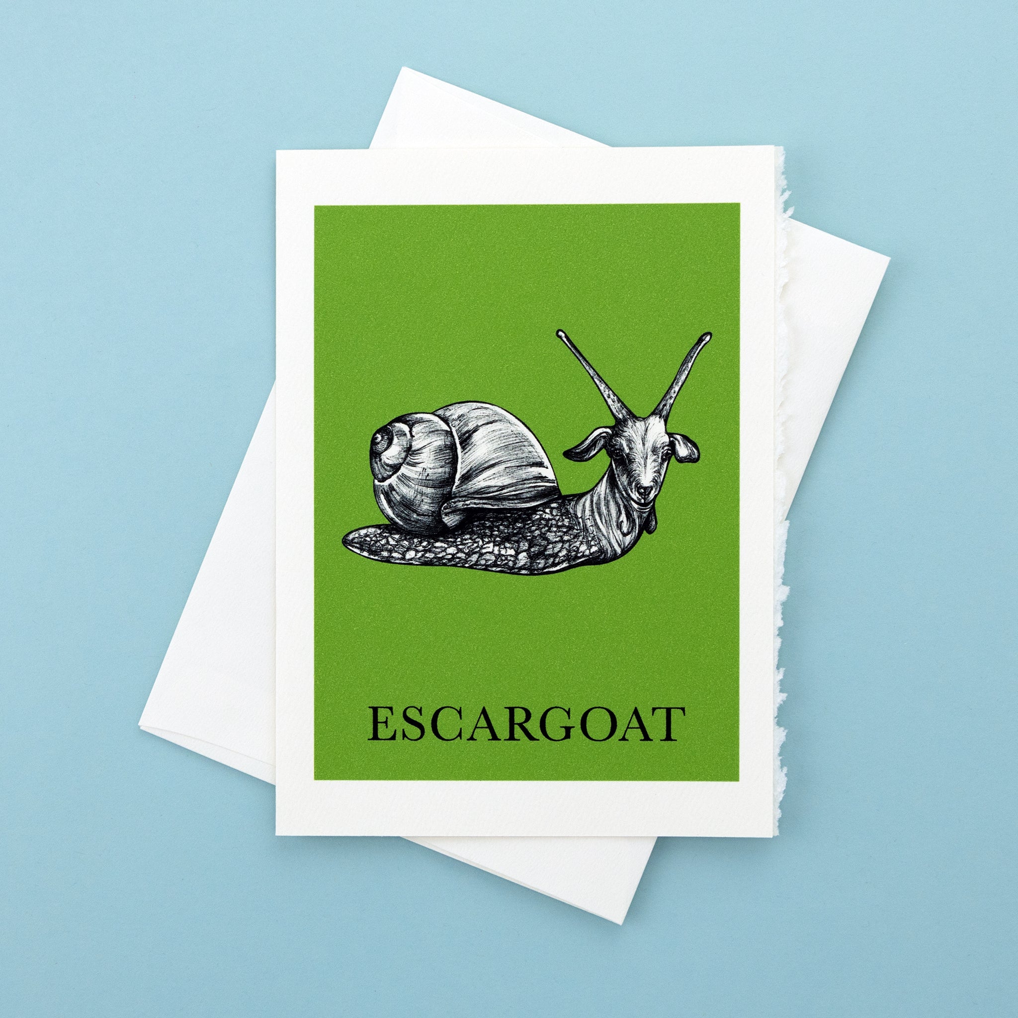 Escargoat | Goat + Snail Hybrid Animal | 5x7" Greeting Card