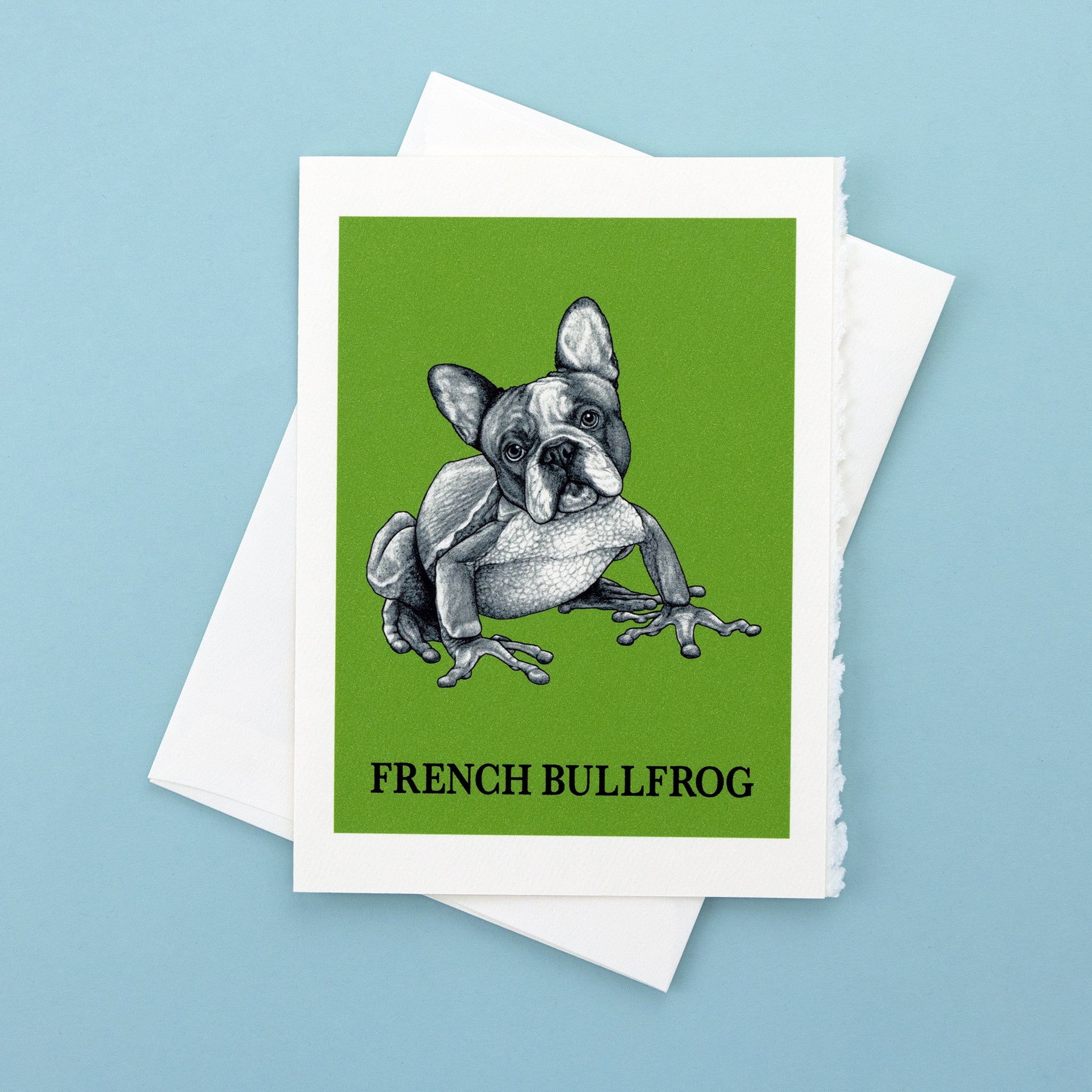 French Bullfrog | French Bulldog + Frog Hybrid Animal | 5x7" Greeting Card