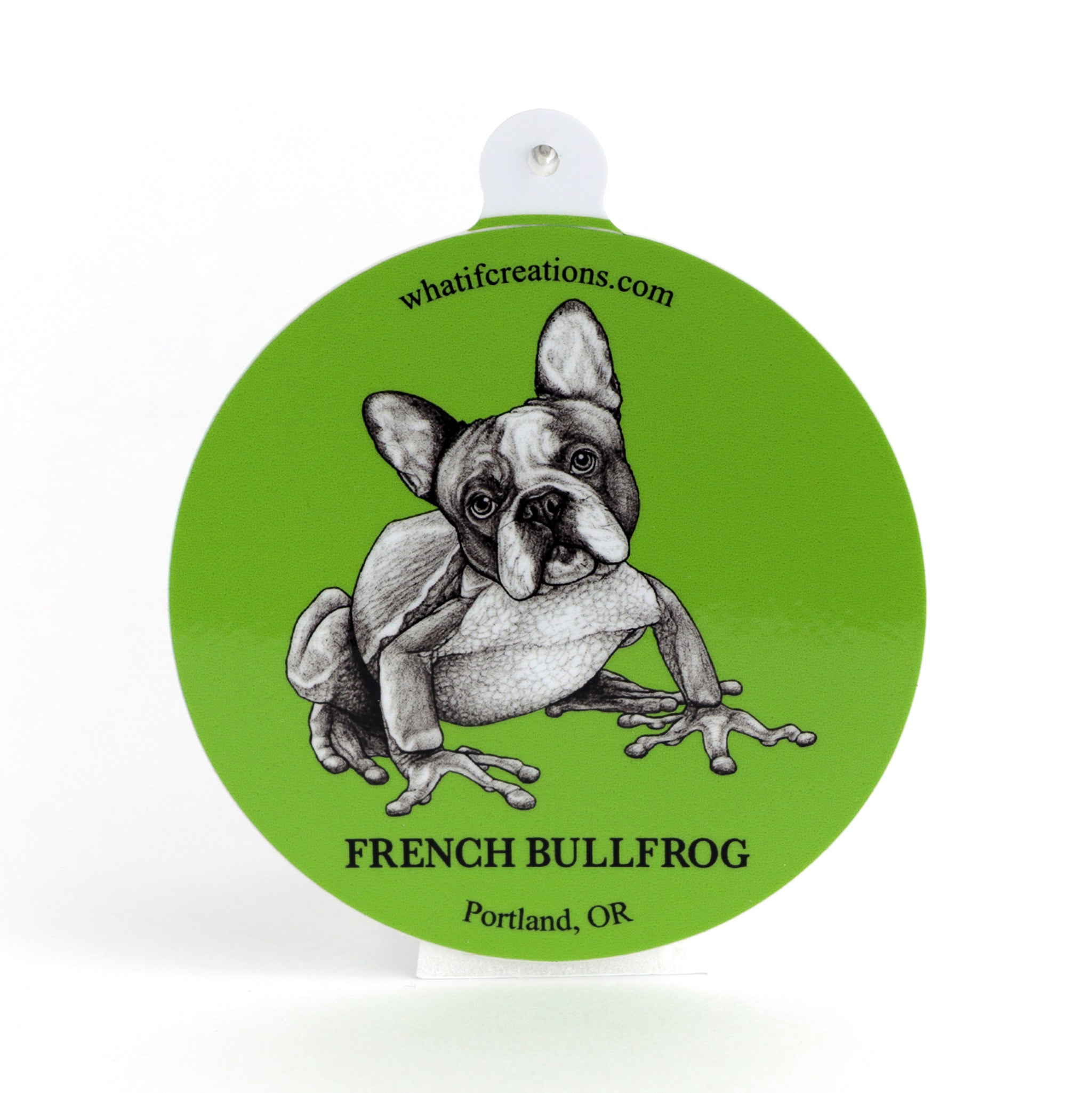 French Bullfrog | French Bulldog + Frog Hybrid Animal | 3" Vinyl Sticker