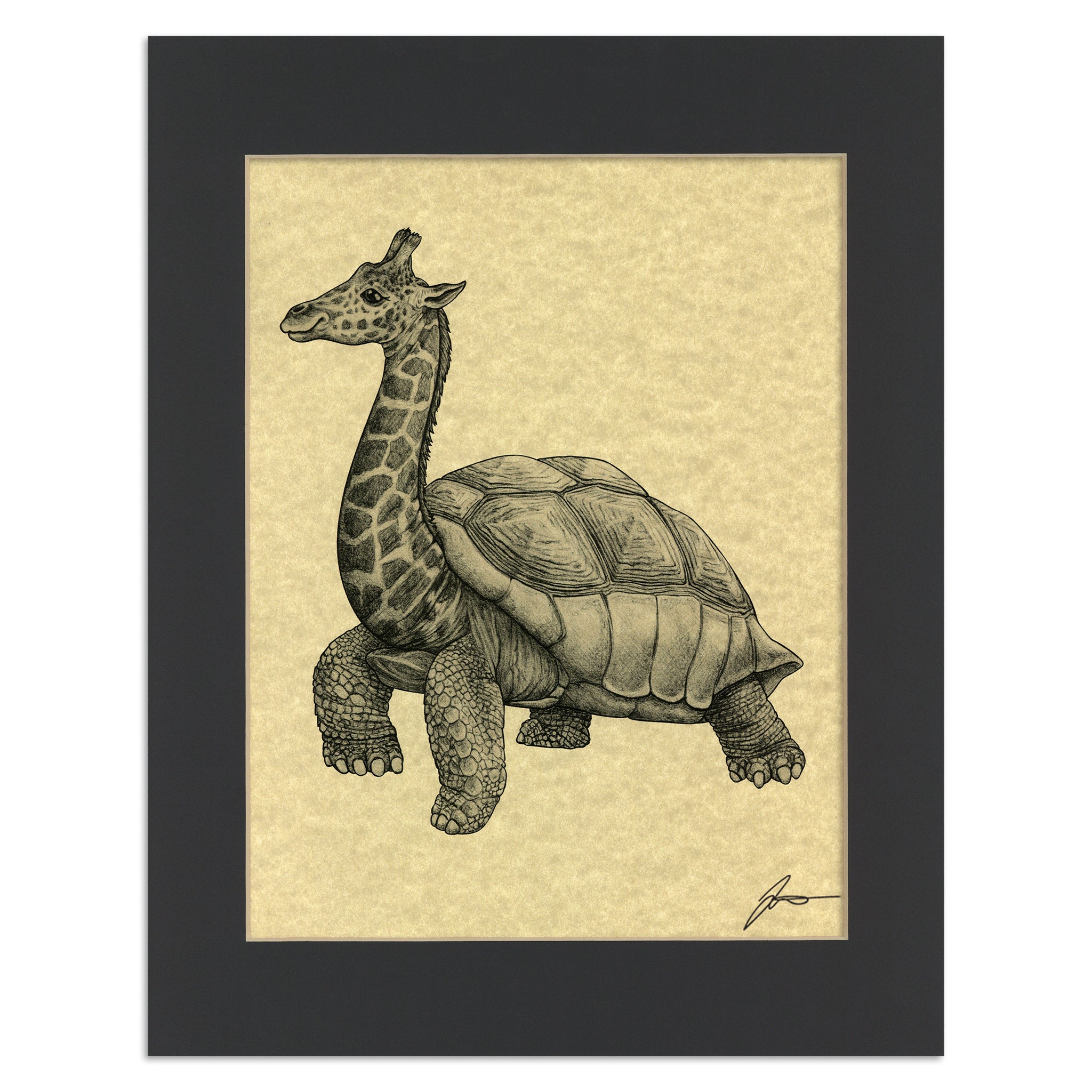 Girtle | Giraffe + Turtle Hybrid Animal | 11x14" Parchment Print