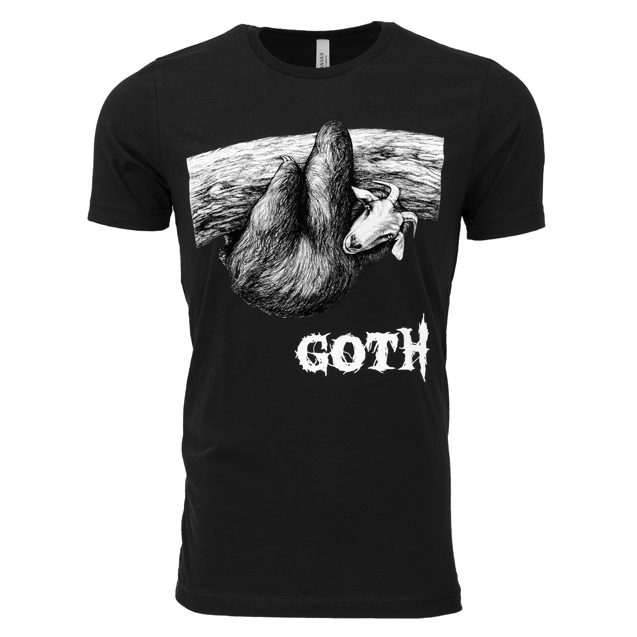 Goth | Goat + Sloth Hybrid Animal | Adult T-Shirt | Vintage Black