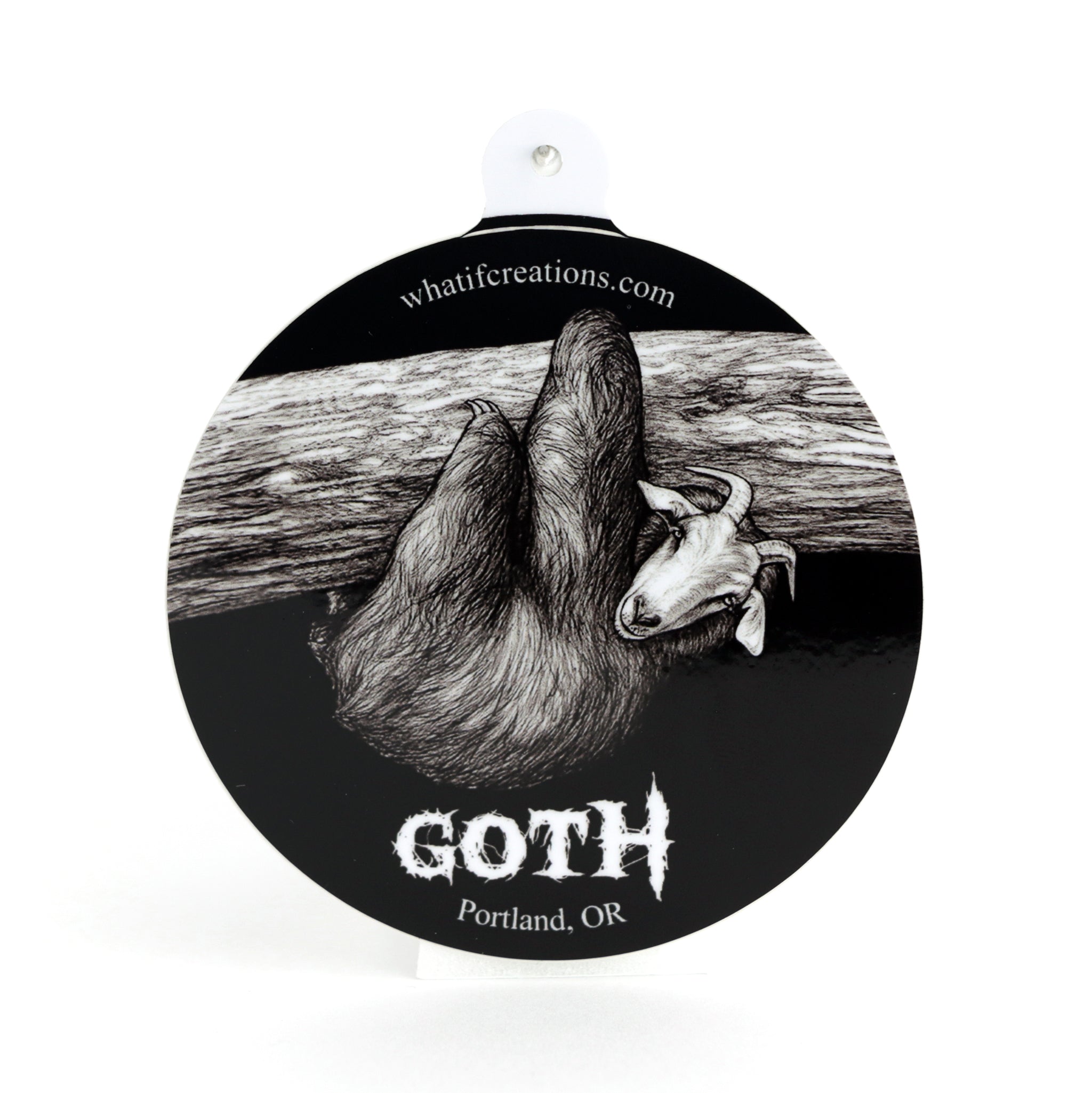Goth | Goat + Sloth Hybrid Animal | 3" Vinyl Sticker