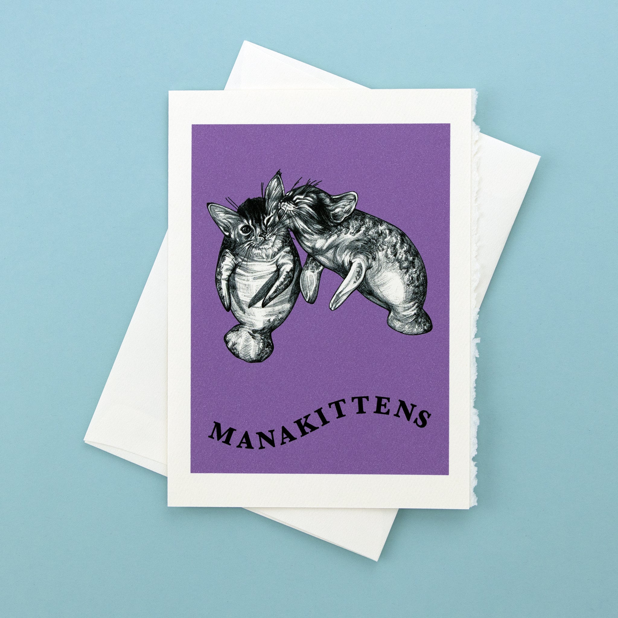 Manakittens | Manatee + Kitten Hybrid Animal | 5x7" Greeting Card