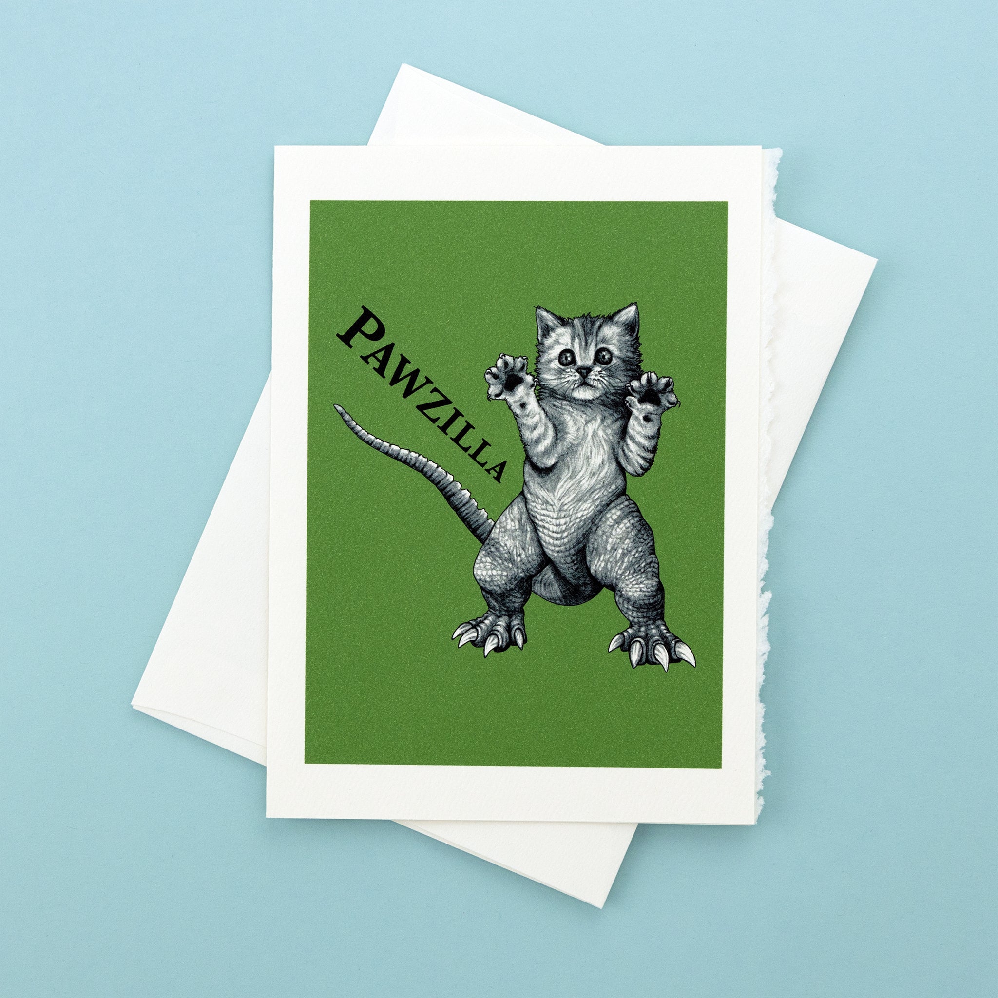Pawzilla | Cat + Godzilla Hybrid Animal | 5x7" Greeting Card