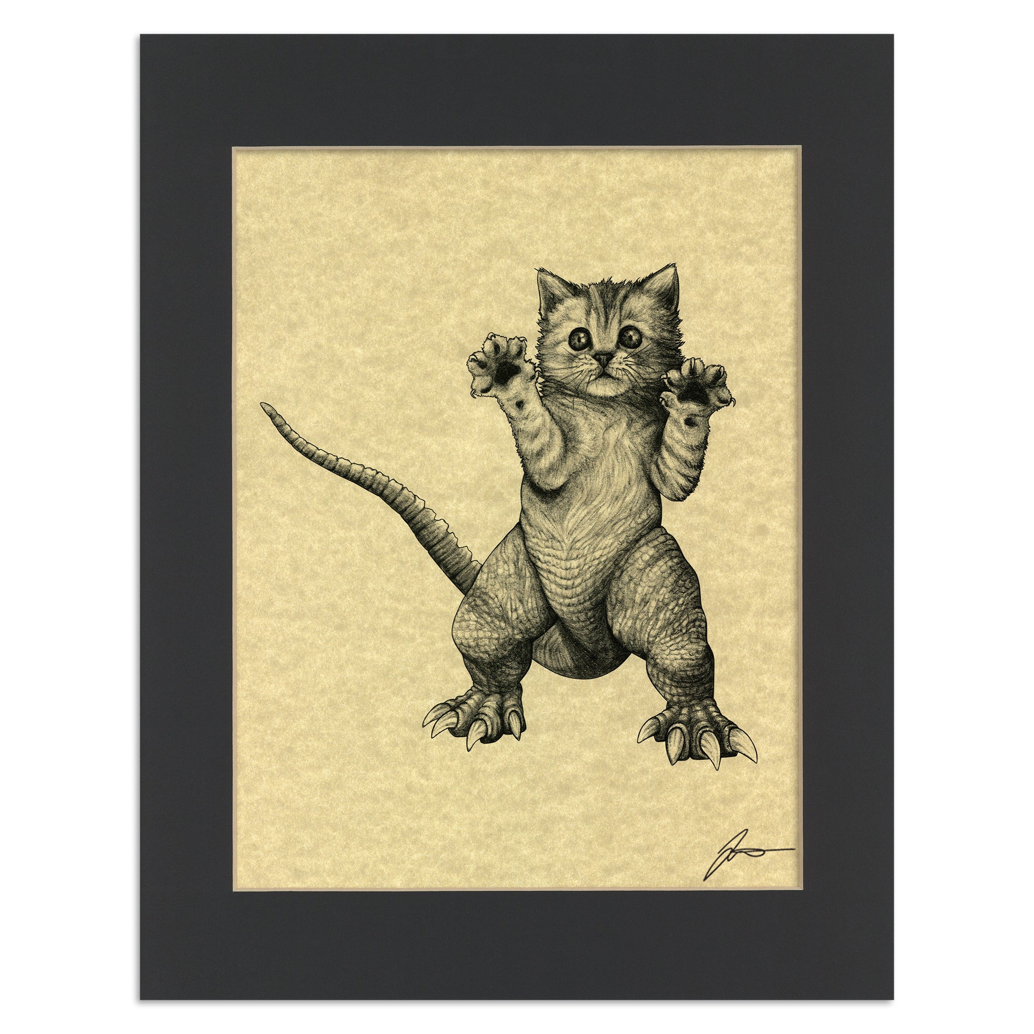 Pawzilla | Cat + Godzilla Hybrid Animal | 11x14" Parchment Print