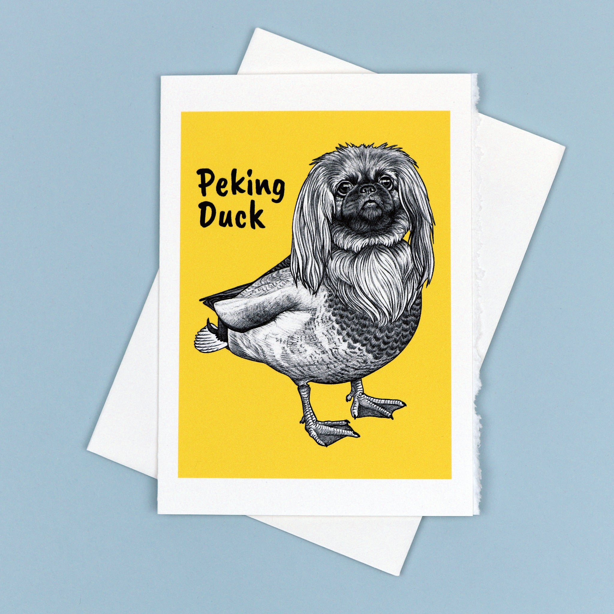Peking Duck | Pekingese + Duck Hybrid Animal | 5x7" Greeting Card