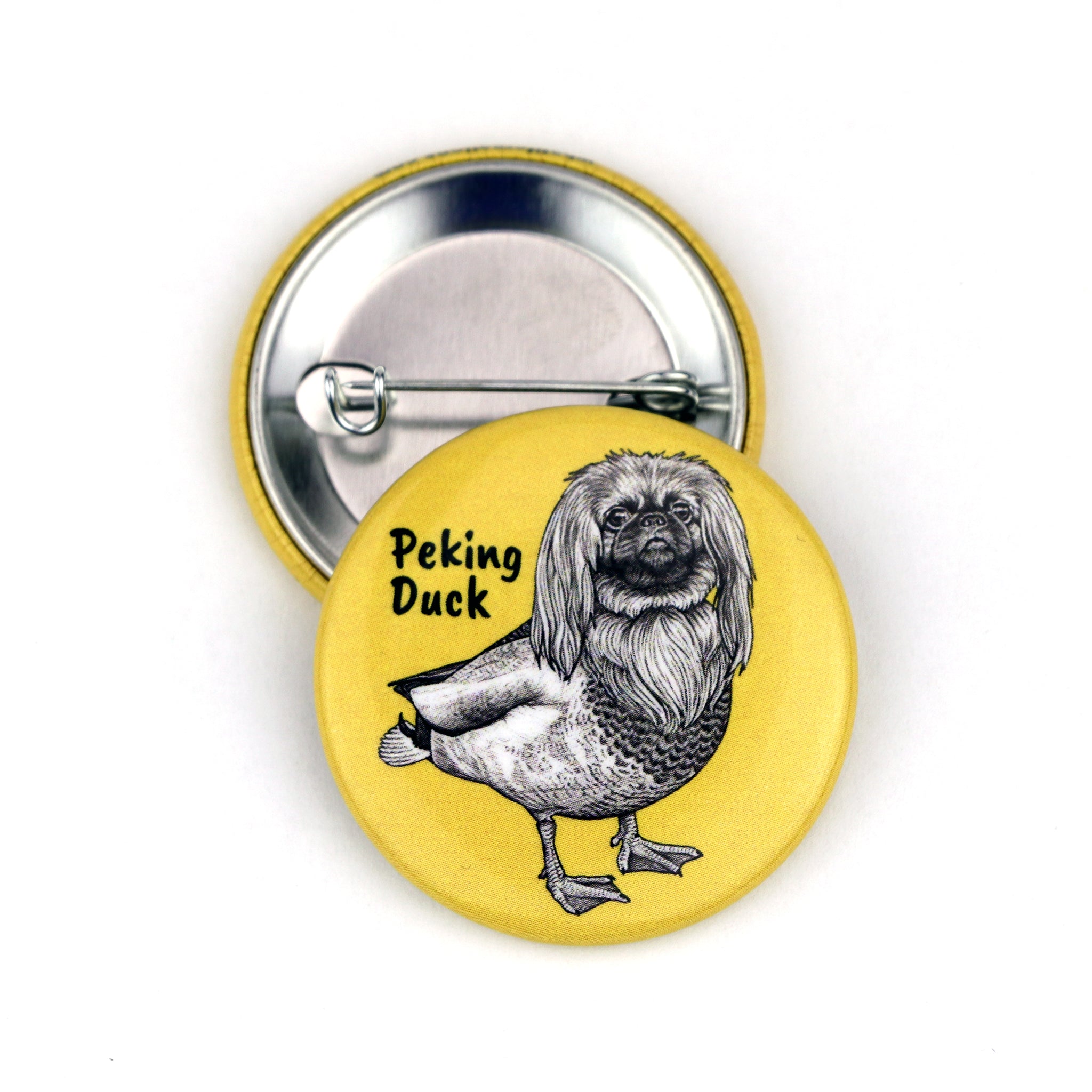 Peking Duck | Pekingese + Duck Hybrid Animal | 1.5" Pinback Button