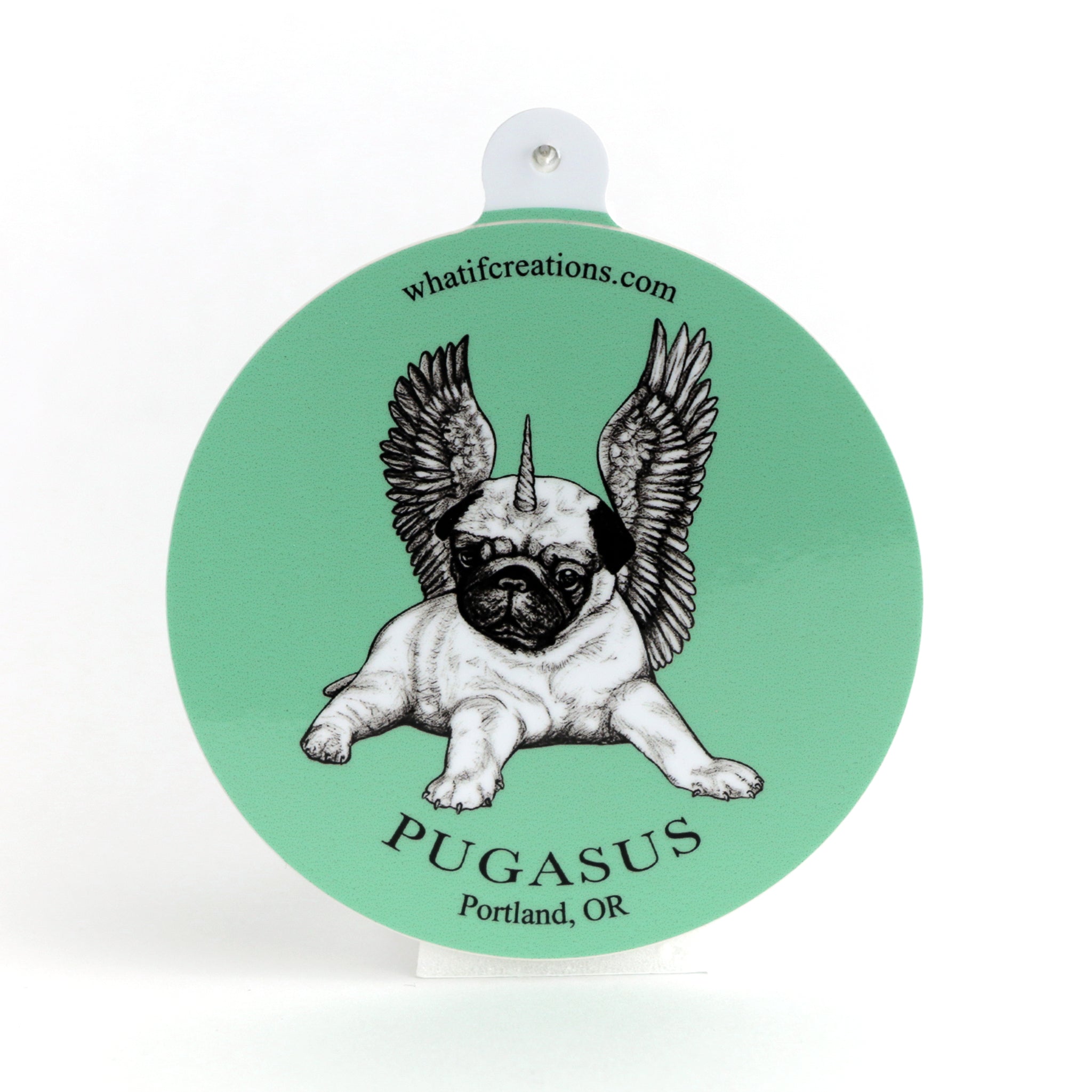 Pugasus | Pug + Pegasus Hybrid Animal | 3" Vinyl Sticker