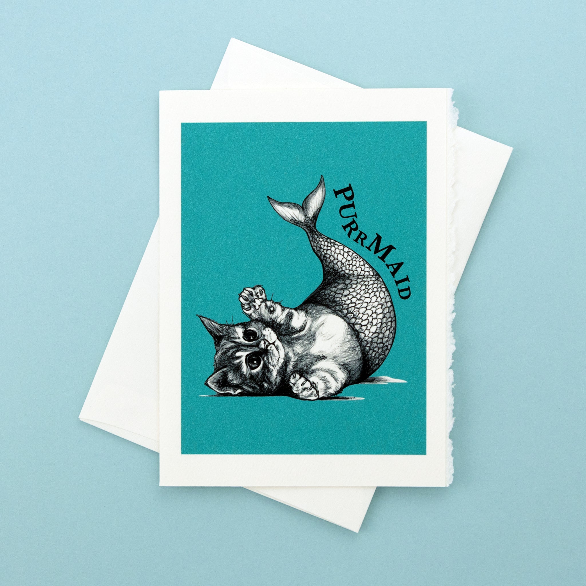 Purrmaid | Mermaid + Cat Hybrid Animal | 5x7" Greeting Card