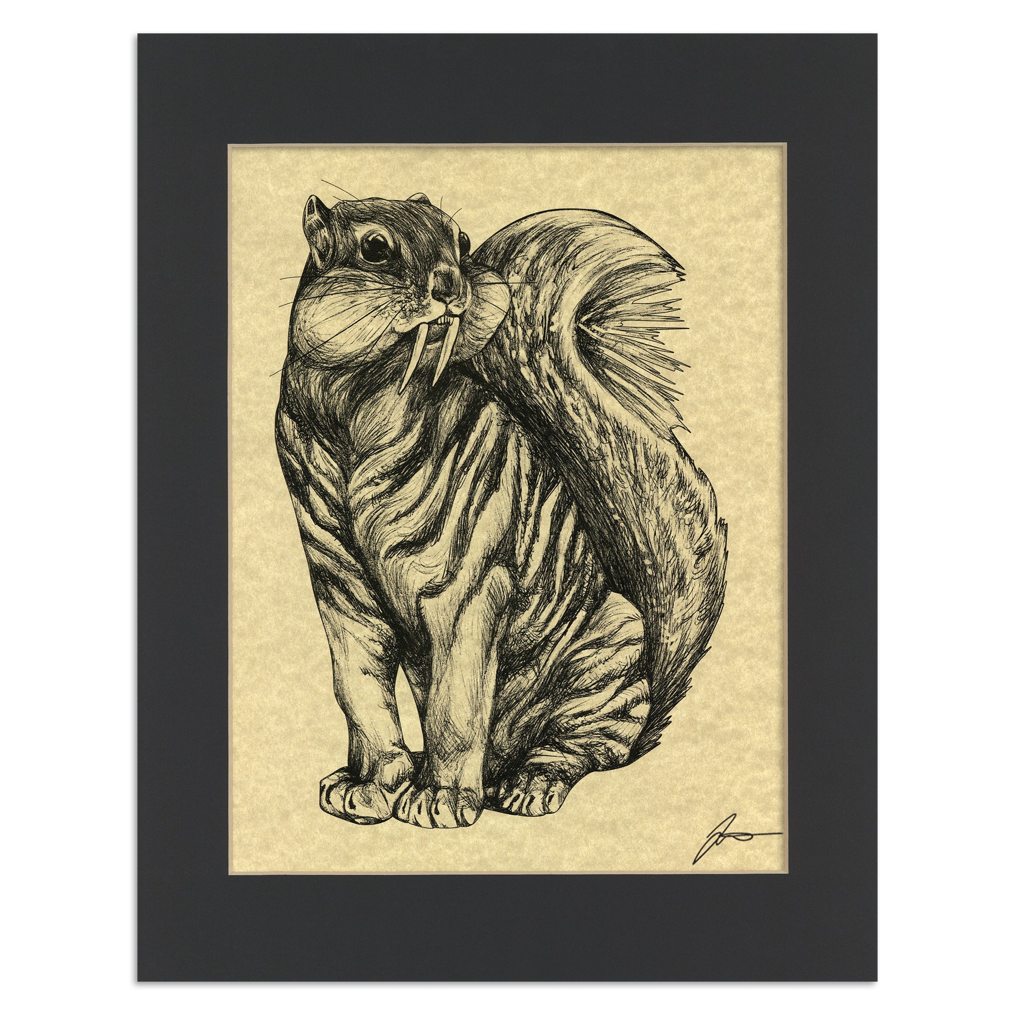 Sabertooth Squirrel | Sabertooth Tiger + Squirrel Hybrid Animal | 11x14" Parchment Print