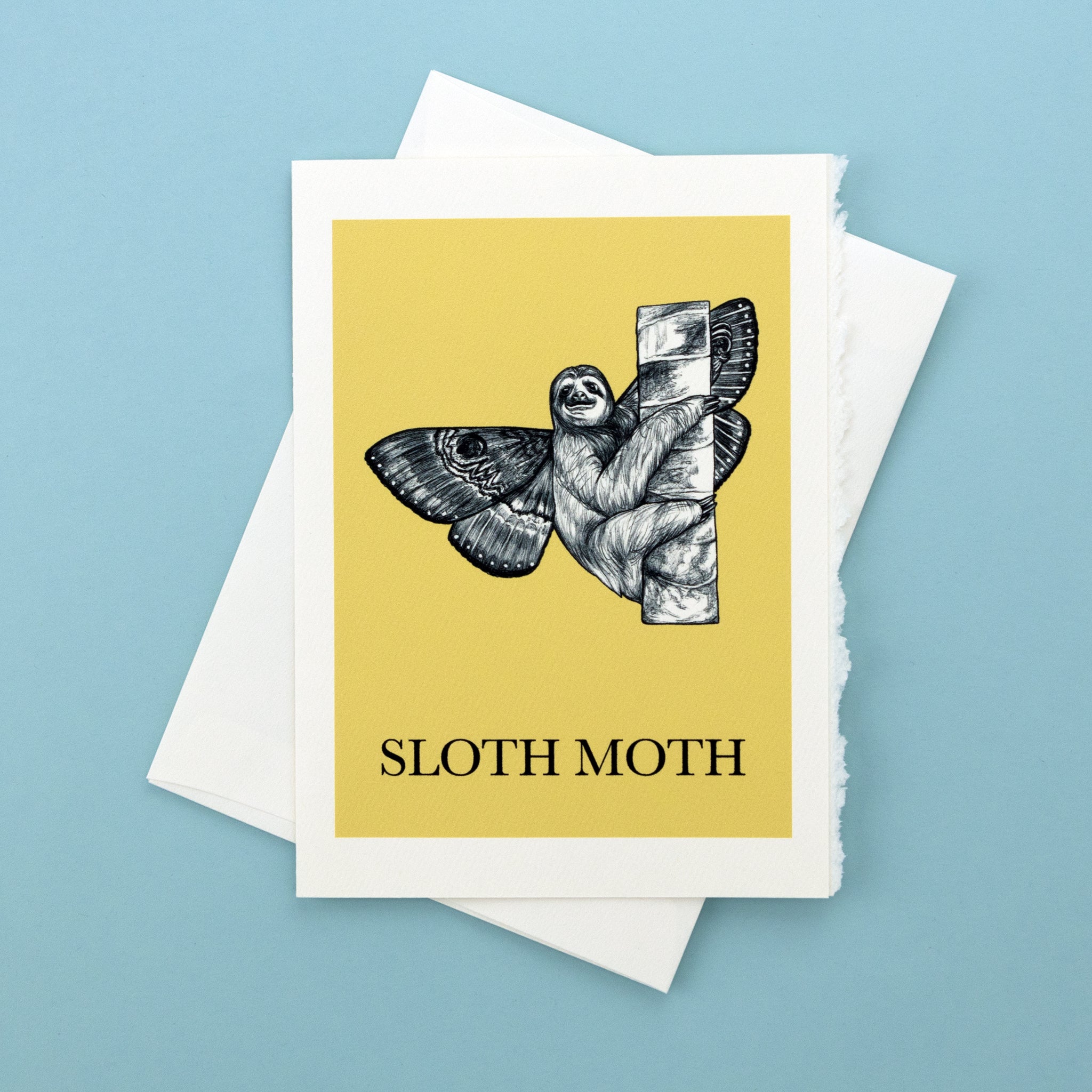Sloth Moth | Sloth + Moth Hybrid Animal | 5x7" Greeting Card