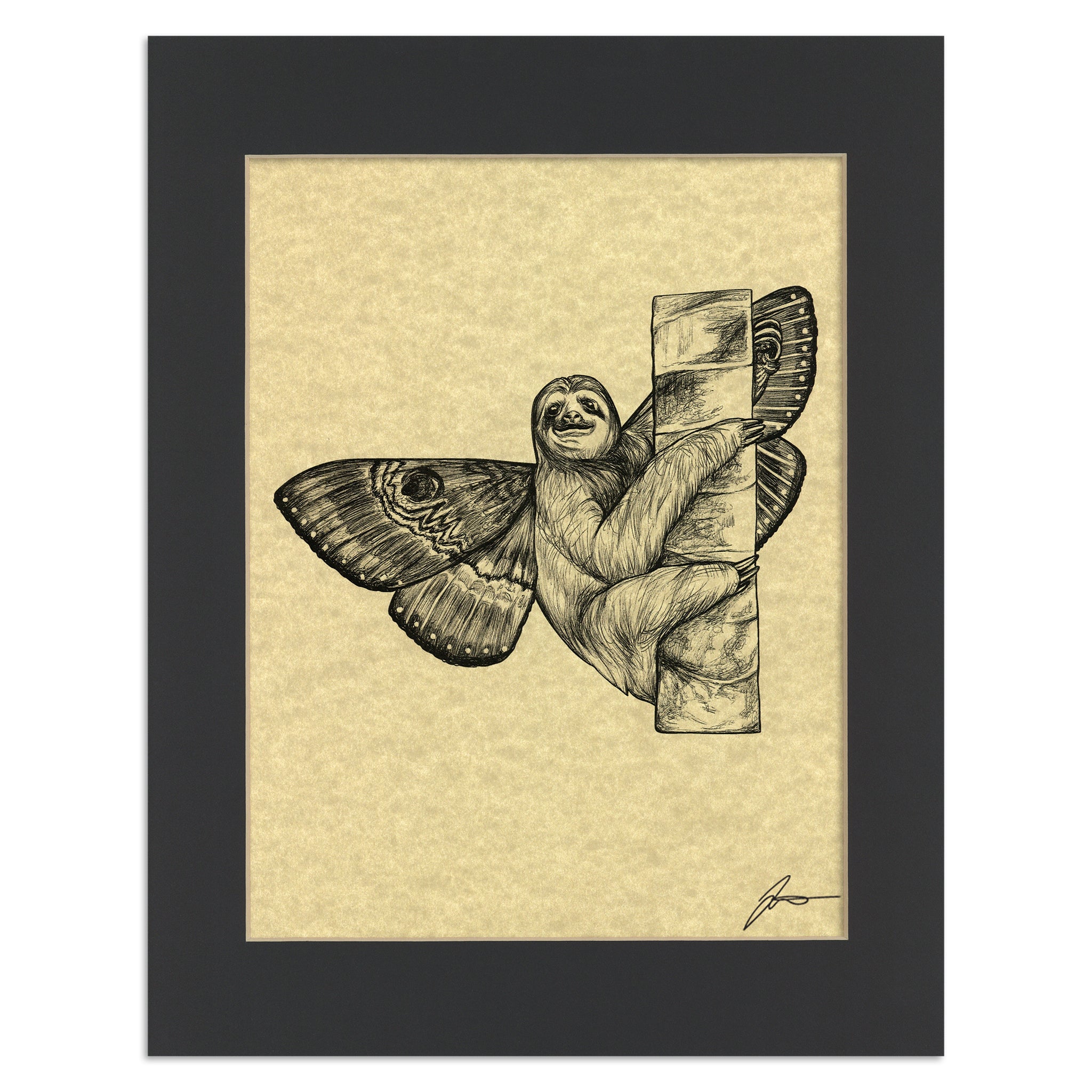 Sloth Moth | Sloth + Moth Hybrid Animal | 11x14" Parchment Print