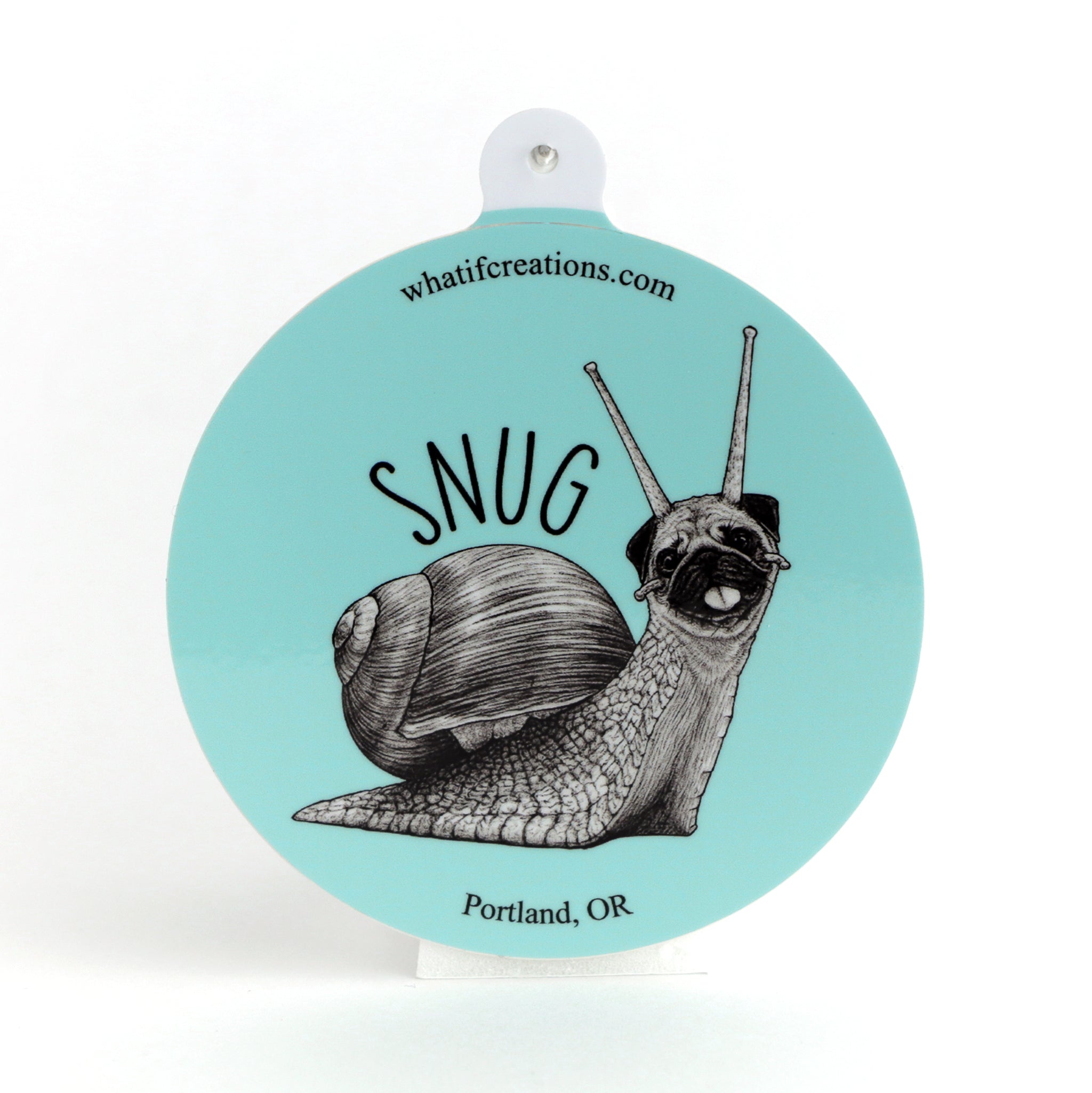 Snug | Snail + Pug Hybrid Animal | 3" Vinyl Sticker