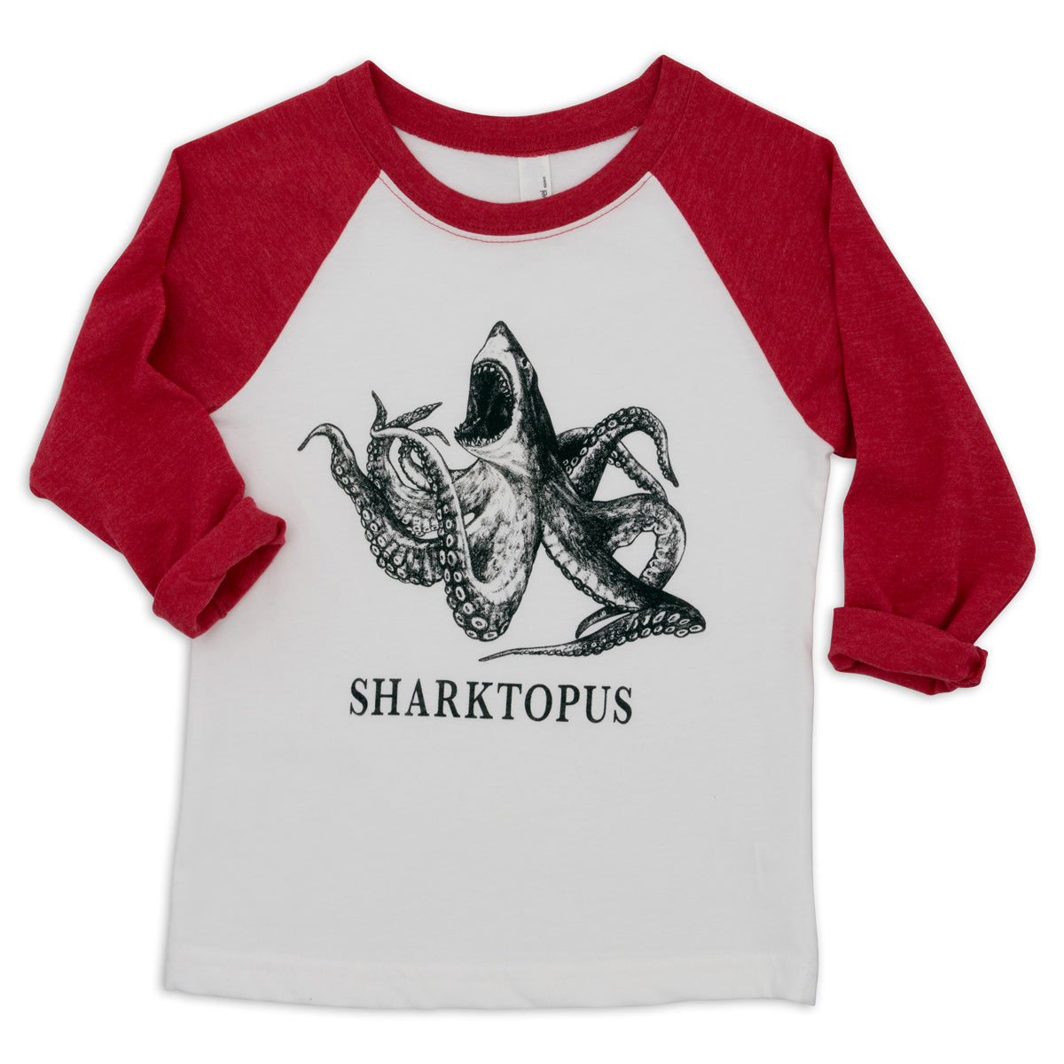 Sharktopus | Shark + Octopus Hybrid Animal | Kids T-Shirt | Red & White