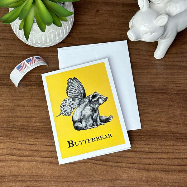 Butterbear 5x7" Greeting Card - Whatif Creations