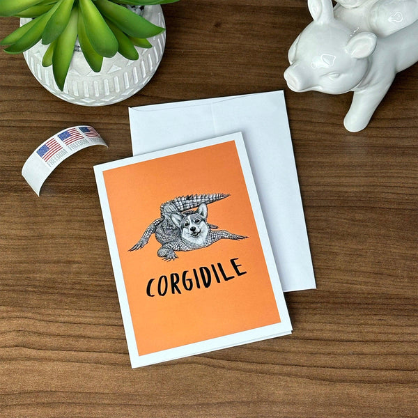 Corgidile 5x7" Greeting Card - Whatif Creations