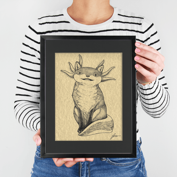 Foxolotl 11x14" Parchment Print - Whatif Creations