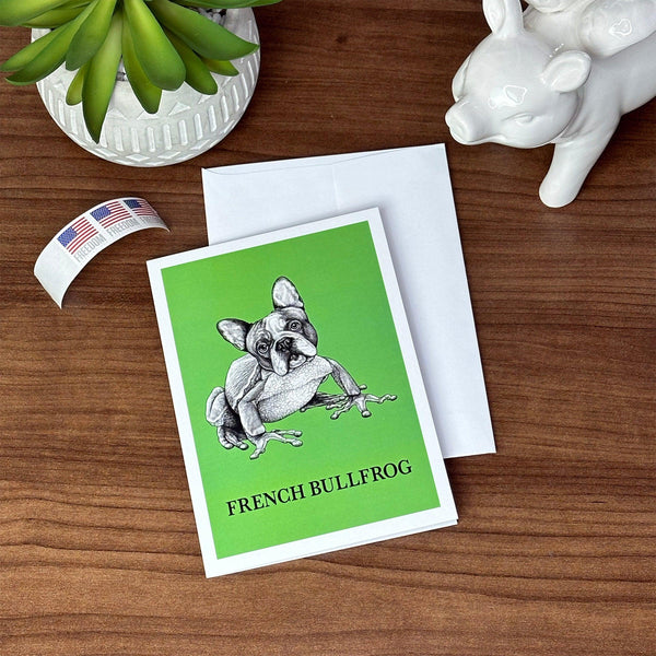 French Bullfrog 5x7" Greeting Card - Whatif Creations