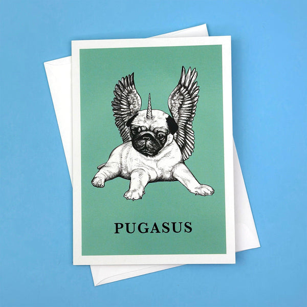 Pugasus 5x7" Greeting Card - Whatif Creations